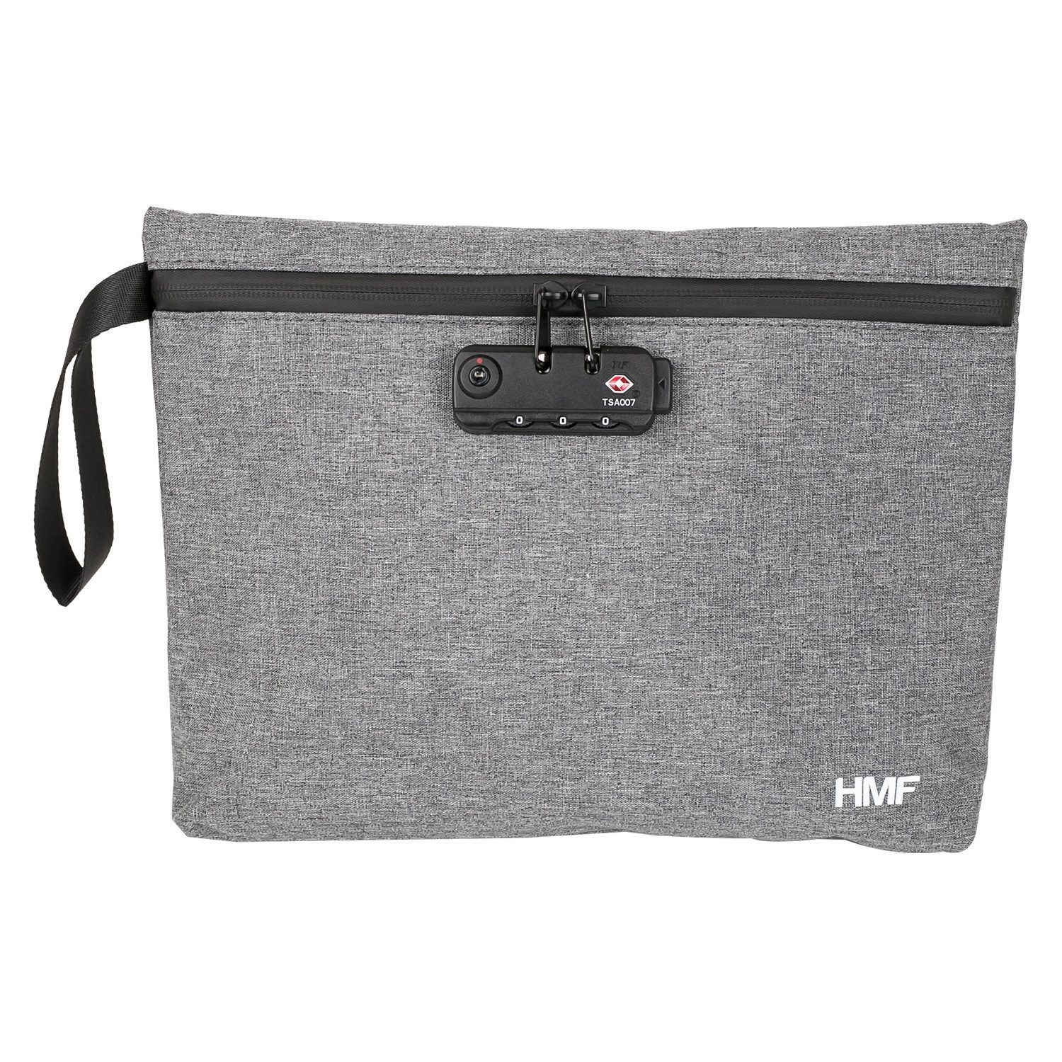 HMF Leckerlibeutel Geruchsdichte Tabaktasche mit TSA Zahlenschloss für Reisen, Größe L, Polyester, Grau