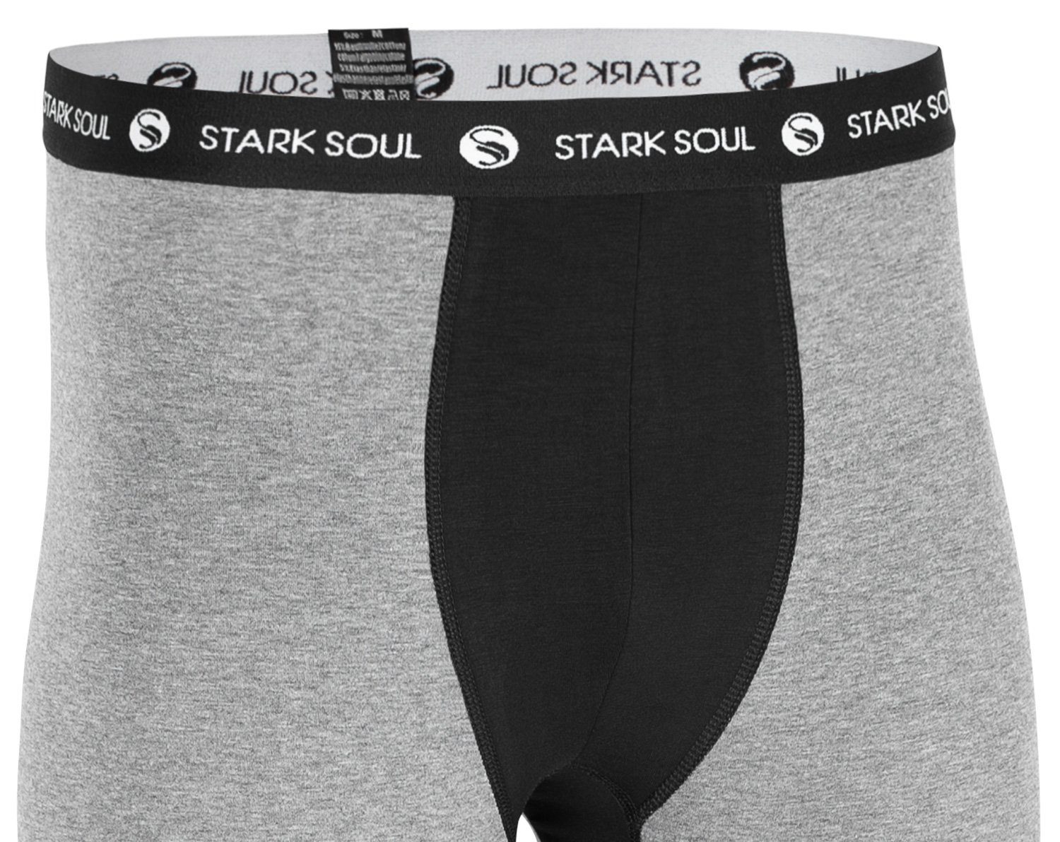 Stark Soul® Lange Lange Web-Gummibund Logo Grau Webbund Unterhose Unterhose John - Long weichem mit
