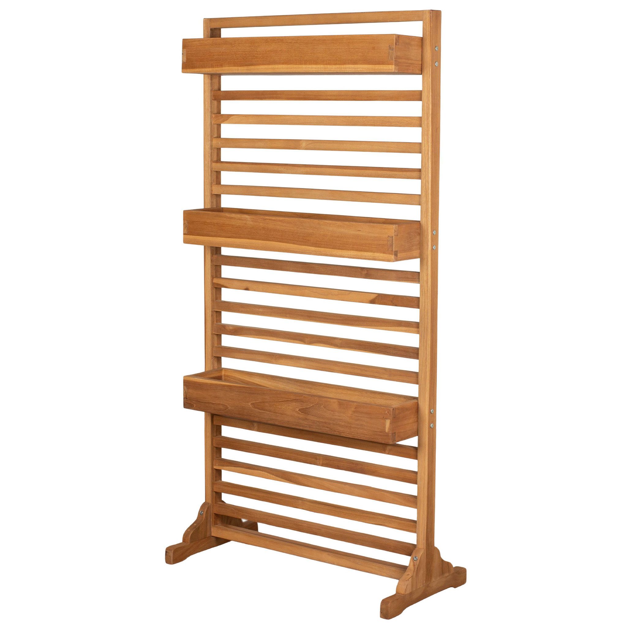 bene living Spalier Holmer mit Pflanzbehälter - Teakholz Wind- und Sichtschutz als Spalier mit Pflanzbehältern, 1 St., Pflanzspalier inkl. drei Pflanzbehältern, auch Sicht- oder Windschutz - vier separate Pflanzkästen