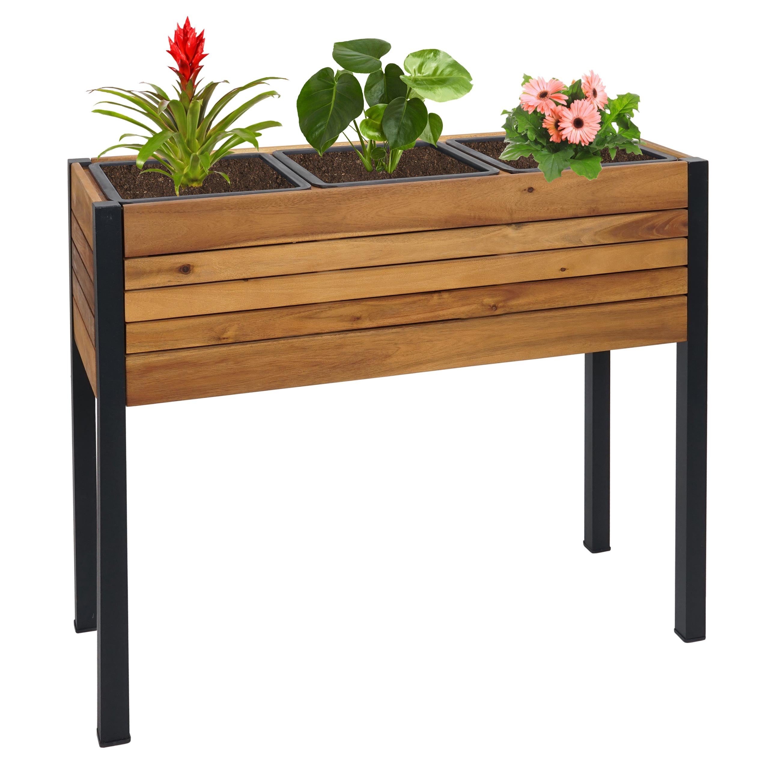 Hochbeet Pflanzkasten 75x81x30cm Pflanzkübel Blumenkasten Braun Outdoor Holz