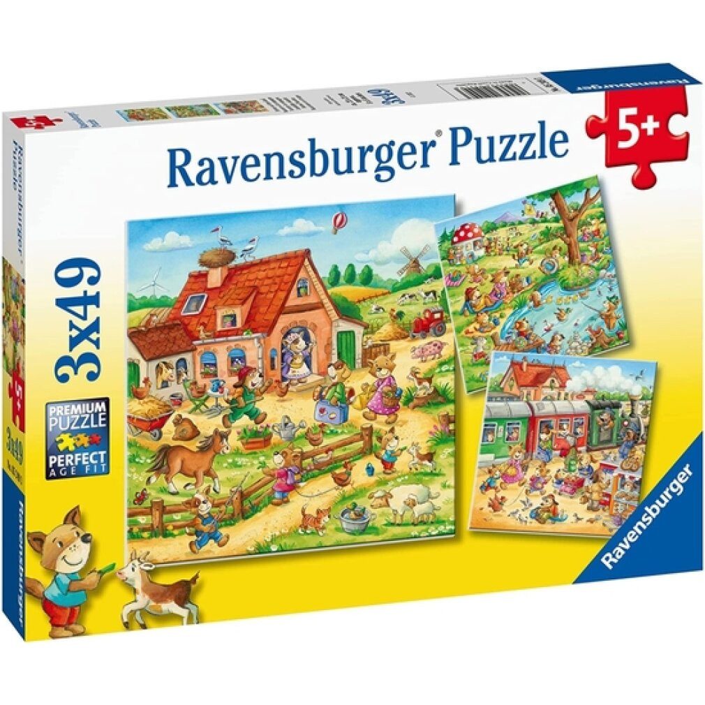 Ravensburger Puzzle Puzzle 3x49 Teile Ferien auf dem Land ab 5 Jahren 3 Puzzle, Puzzleteile