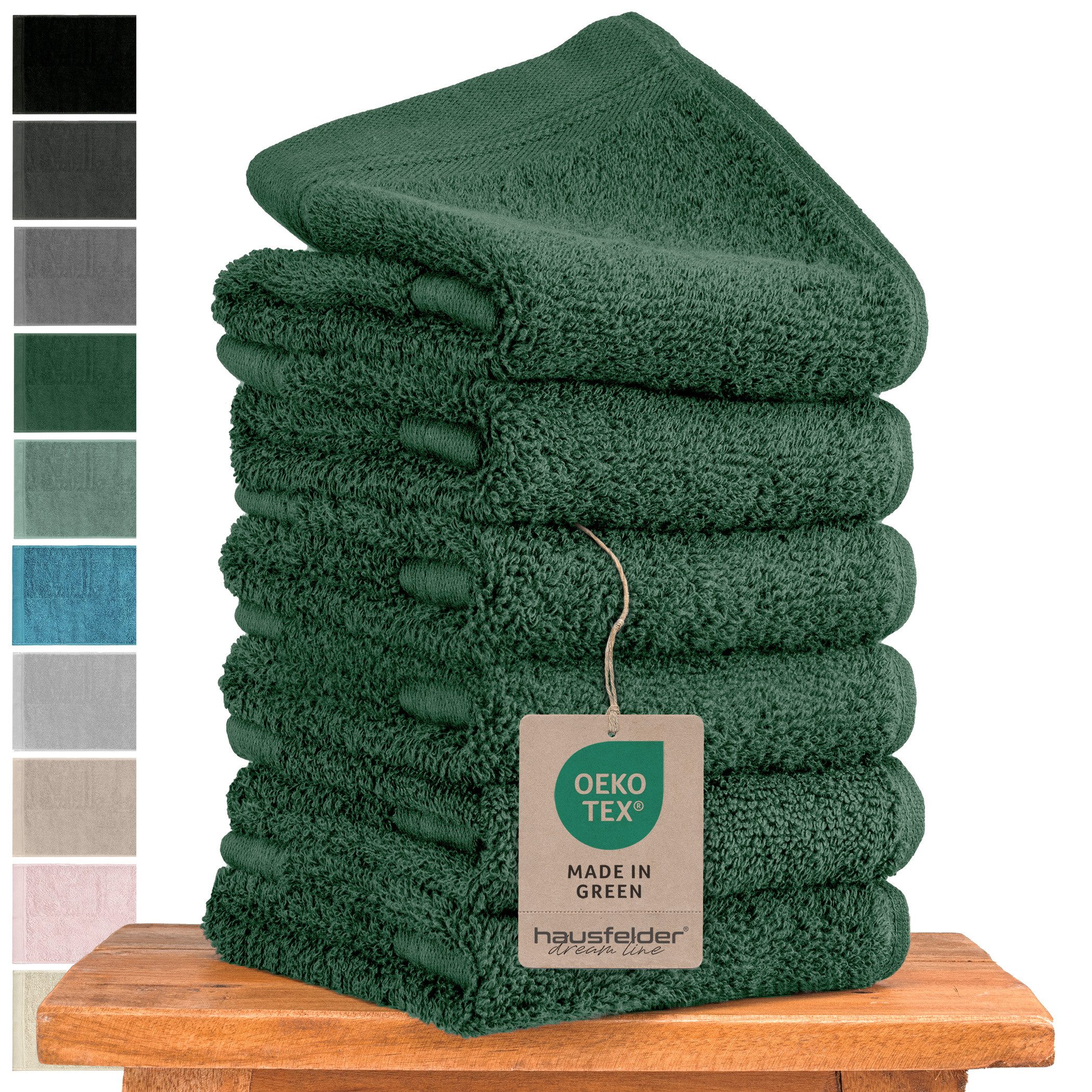 Hausfelder Handtücher Gästehandtücher (Dunkelgrün, 6 Gästehandtücher 50x30cm), Baumwollfrottee (Set, 6-St), 100% Baumwolle, weich, saugfähig, Uni-Farben