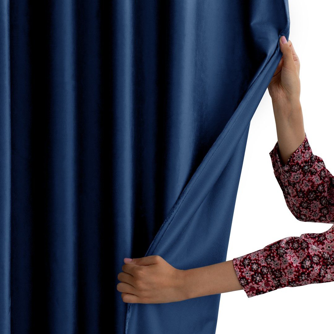 Restilo Gardine Gardine Multifunktionsband Kräuselband Vorhang Verdunkelnd Samt Textil (1 St), Kräuselband, verdunkelnd, Samt Textilien, mit Raffhalter – Bild 5 von 5