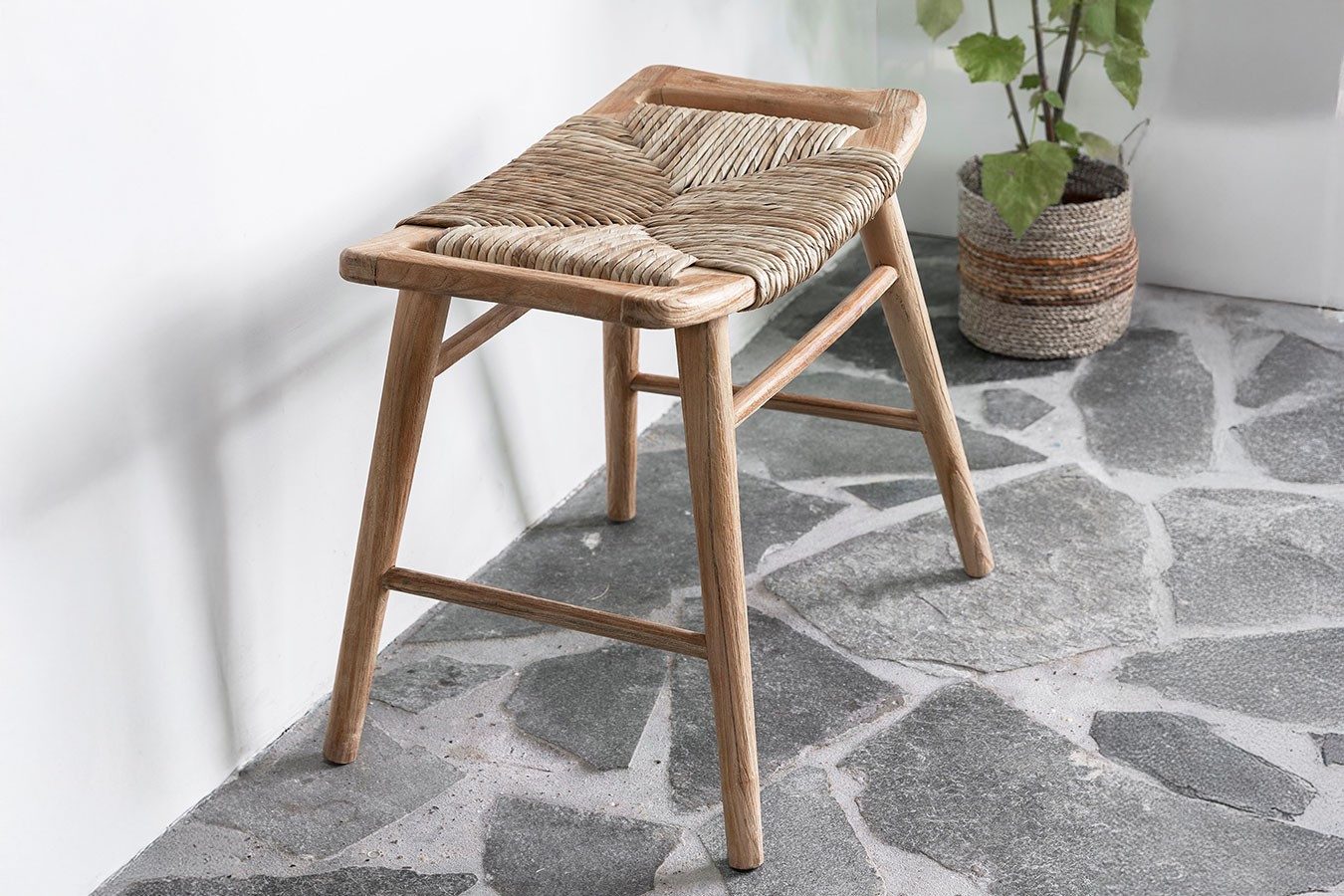DTP Fußhocker Hocker Rex Teakholz mit Abaca