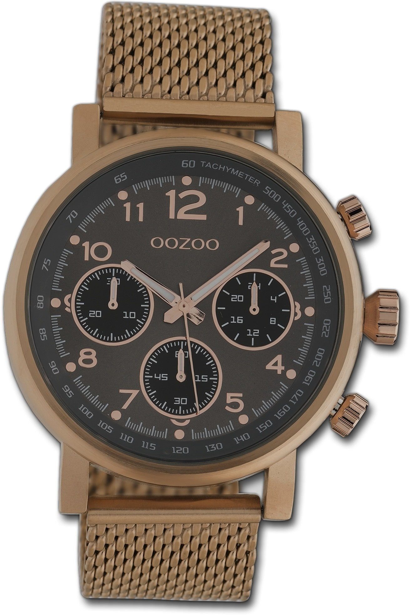 bronze, Edelstahlarmband Armbanduhr Quarzuhr OOZOO (45mm) Oozoo Herrenuhr Damen, groß rundes Gehäuse, Timepieces,