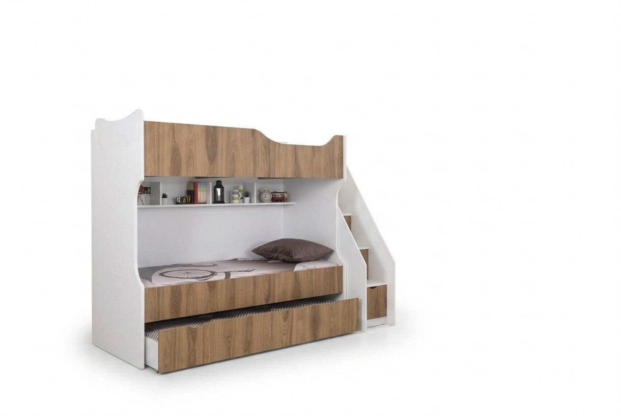 Xlmoebel Etagenbett Kinderbett Weiß Modernes Design für Kinderzimmer (Etagenbett, 1-St., Etagenbett 245 x 96 x 180 cm), Made in Europa