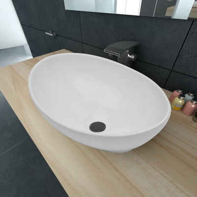 vidaXL Waschbecken Luxus Keramik Waschbecken Oval Weiß 40 x 33 cm