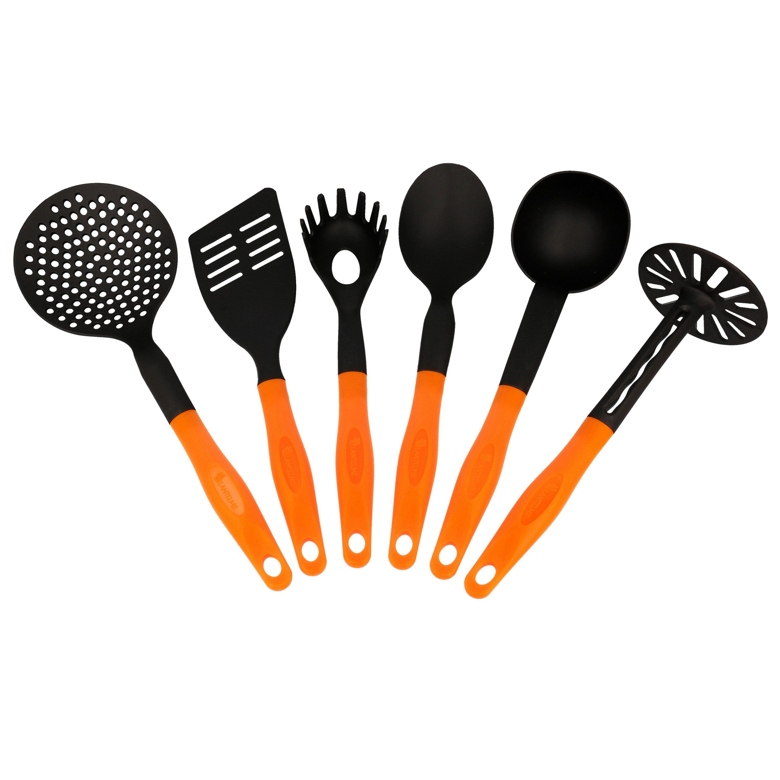 Lantelme Kochbesteck-Set Küchenhelfer - Küchenbesteck Set 6 tlg. in schwarz - orange (6-tlg)