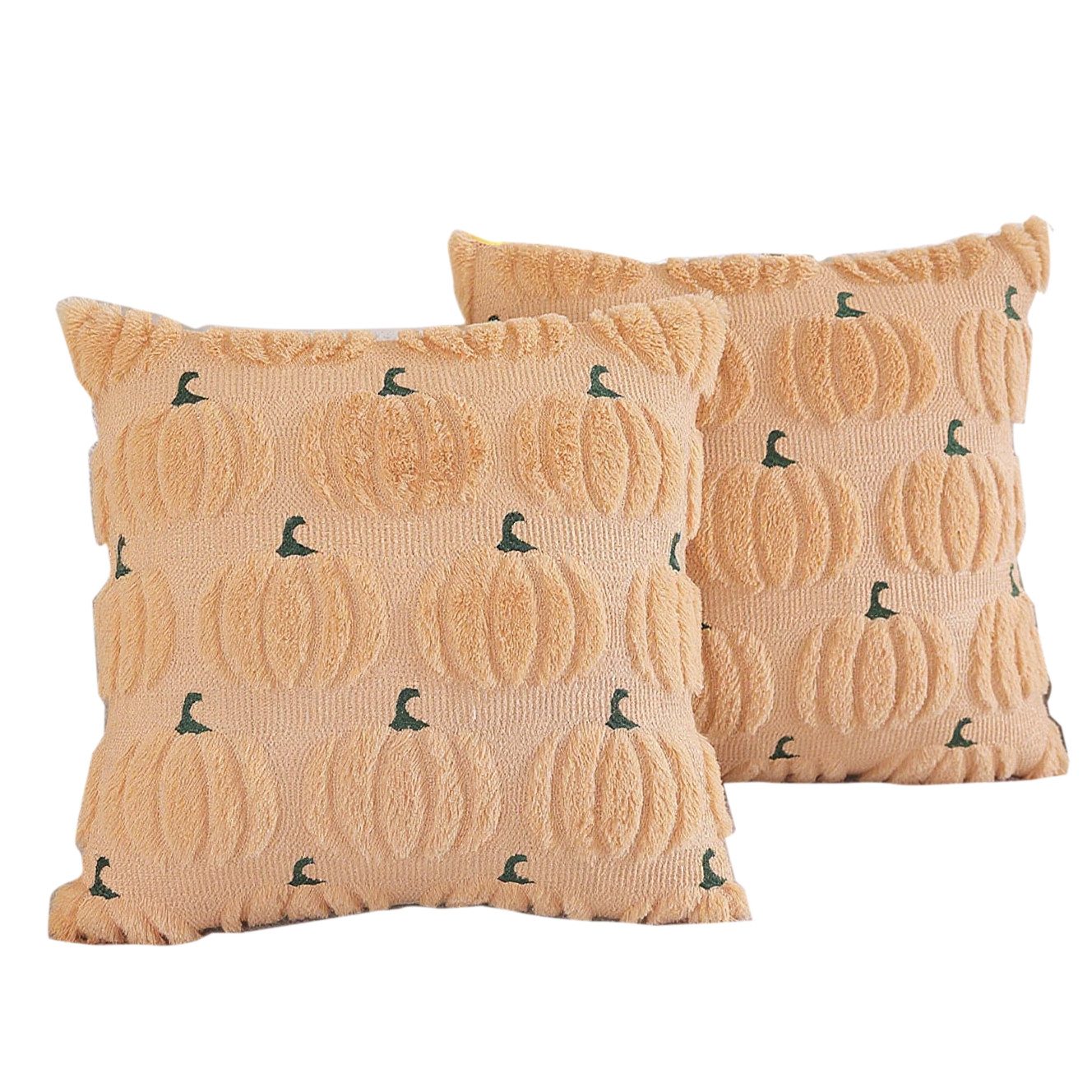 CLTYQ Kissenbezug Herbst Kürbis Kissenbezüge 45x 45 cm, (2 Stück), bestickte dekorative quadratische Kissenbezüge, Kunstfell Kissenbezüge