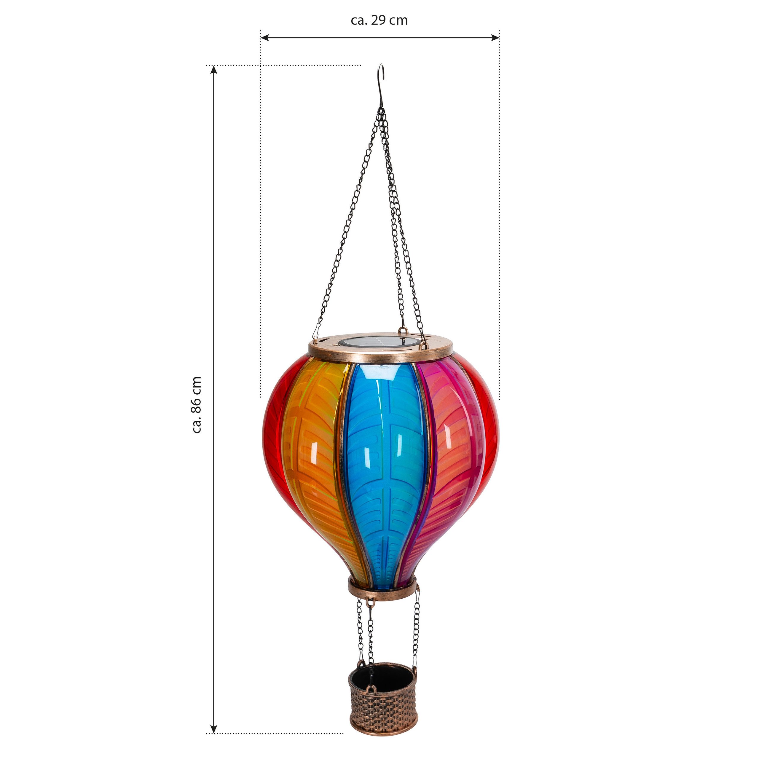 IC Gardenworld LED Solarleuchte LED Solar Heißluftballon mit Flammeneffekt Beleuchtung zum Aufhängen, LED fest integriert, warm-weiß mit Flammeneffekt, 40 warm-weiße Lichter