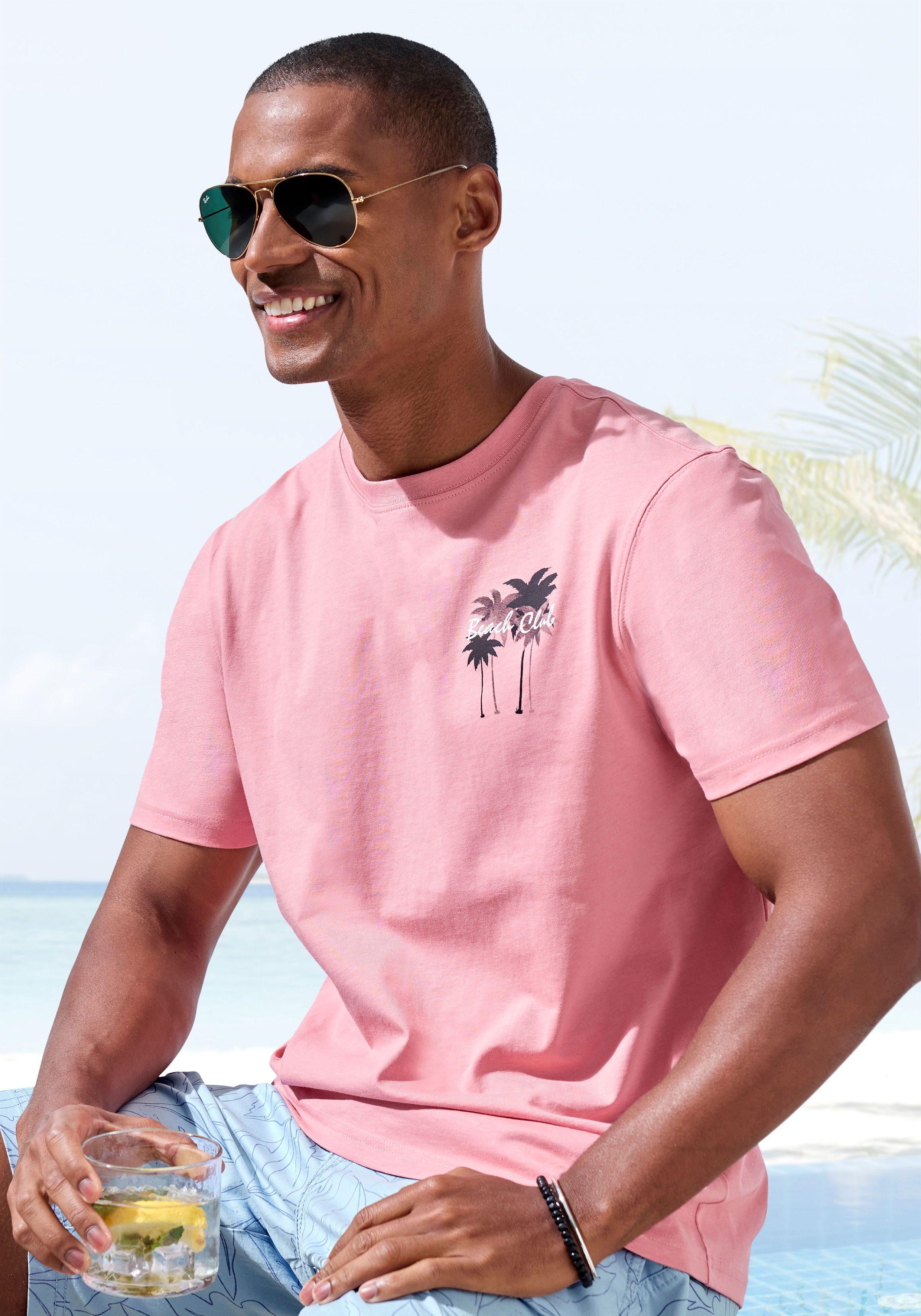 Beachtime T-Shirt mit großem Rückenprint Regular-Fit, günstig online kaufen