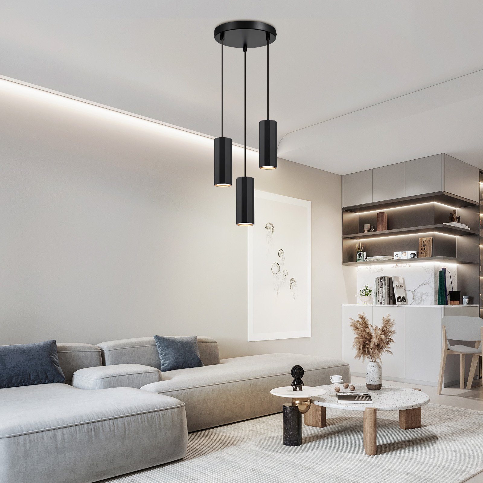 Nettlife Pendelleuchte Esszimmer Schwarz Hängeleuchte 1/3/4 günstig online kaufen