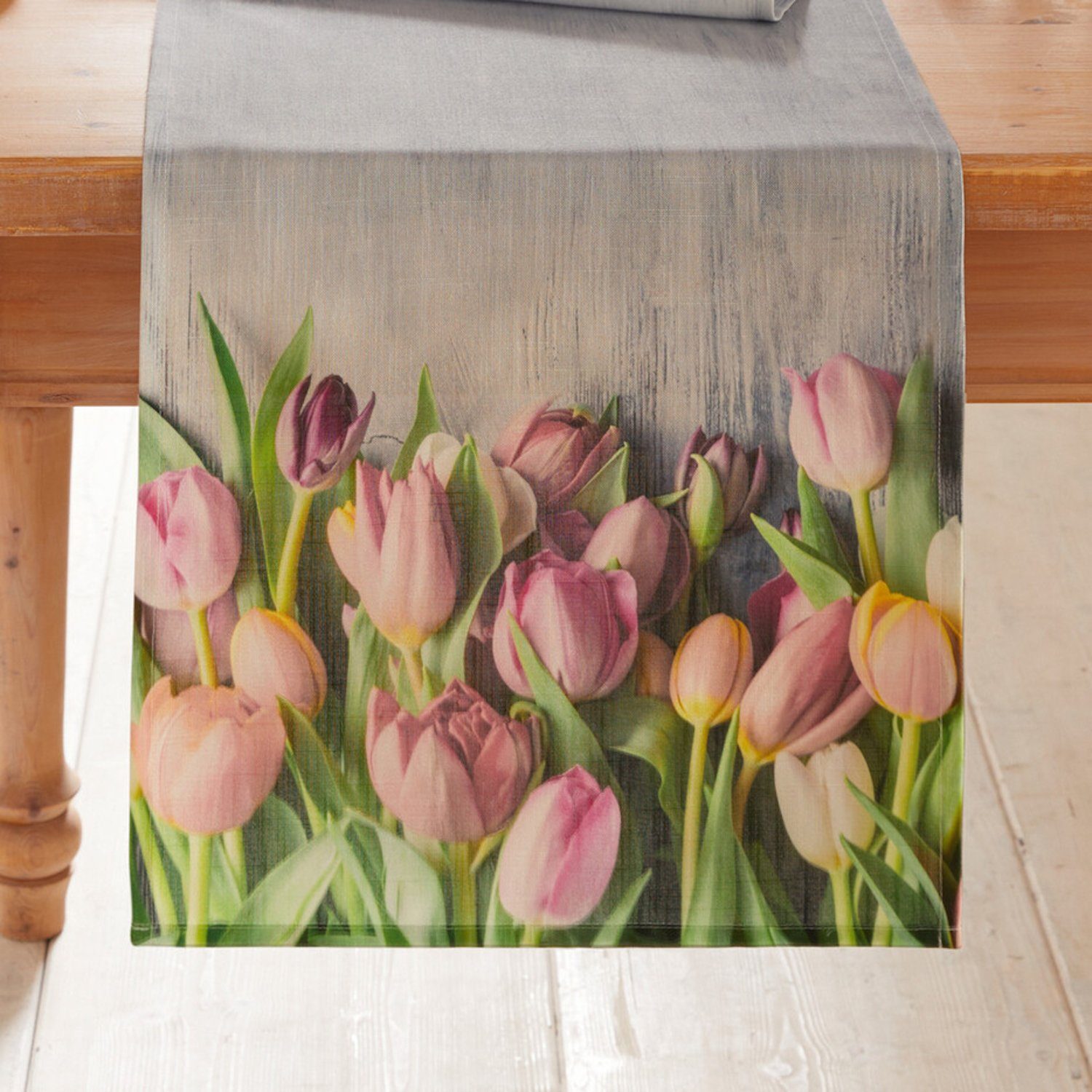 Frank bedruckt bedruckt mit Tulpenblüte (1-tlg), Motiv Flechtwaren Tischläufer