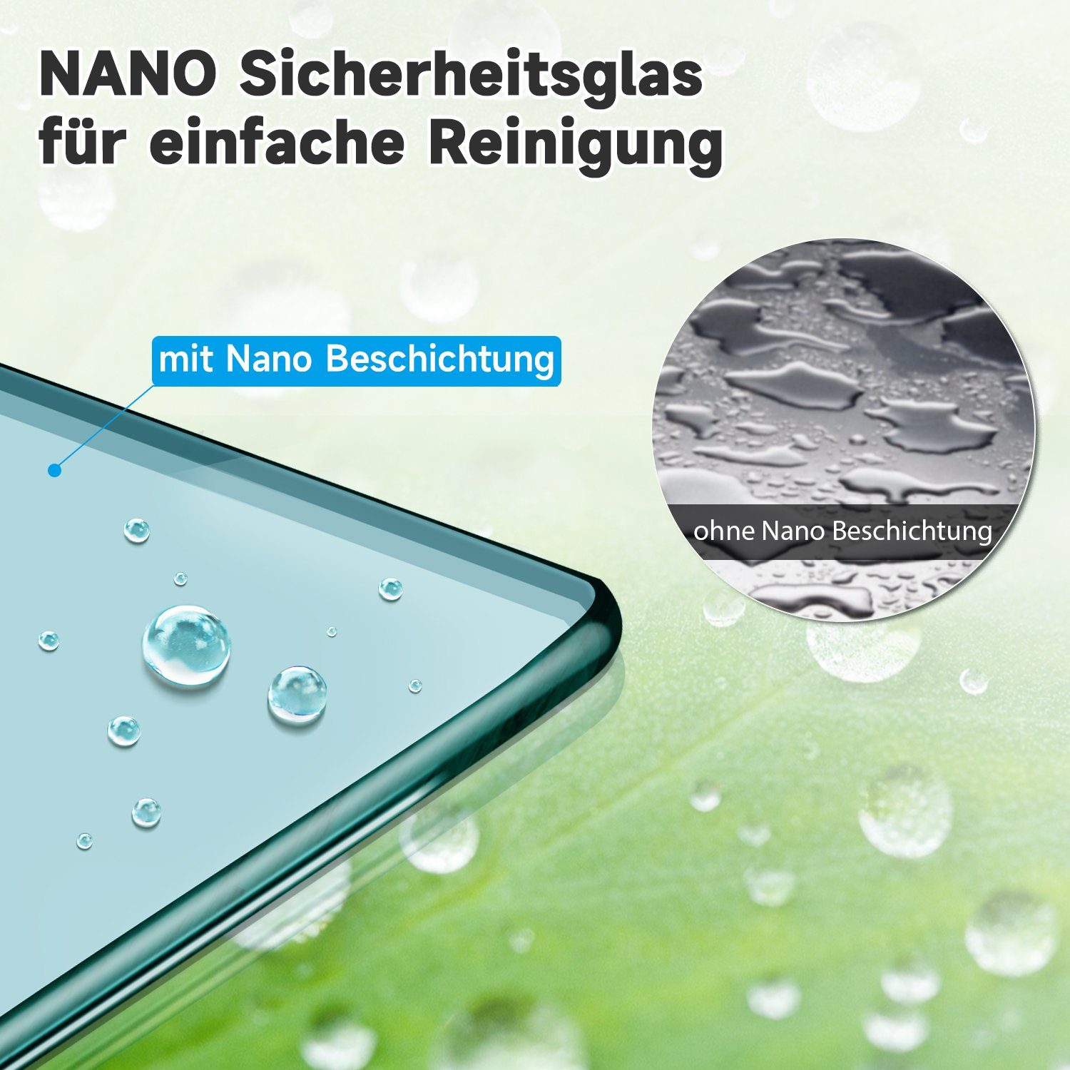 SONNI Duschwand Walk in Duschwande schwarz, 90-120cm mit L-Haltestange, NANO glas, Einscheibensicherheitsglas mit Nano-Beschichtung, Höhe 200cm