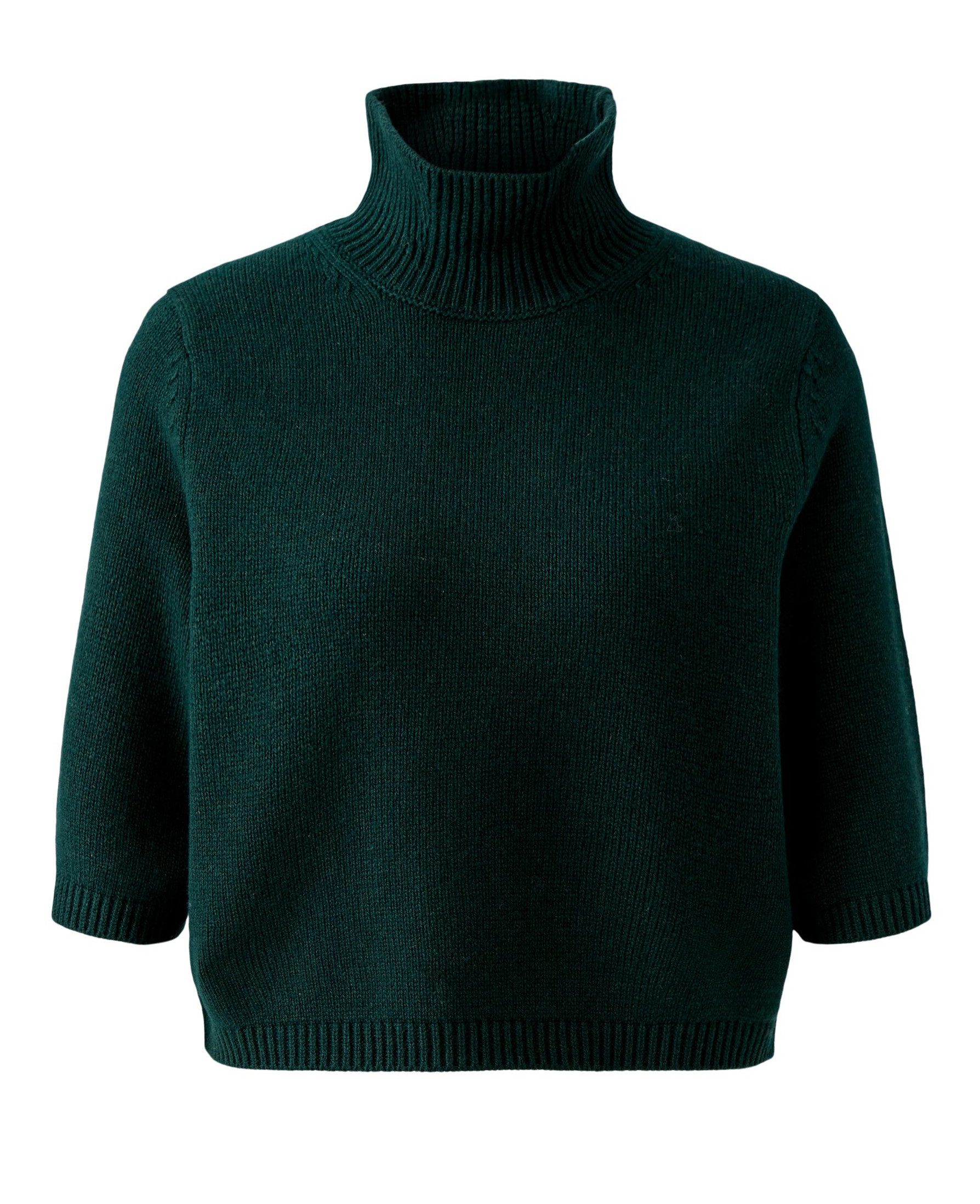 Oui Rollkragenpullover Oui Rollkragenpullover in Tannengrün 3/4 Arm (1-tlg)
