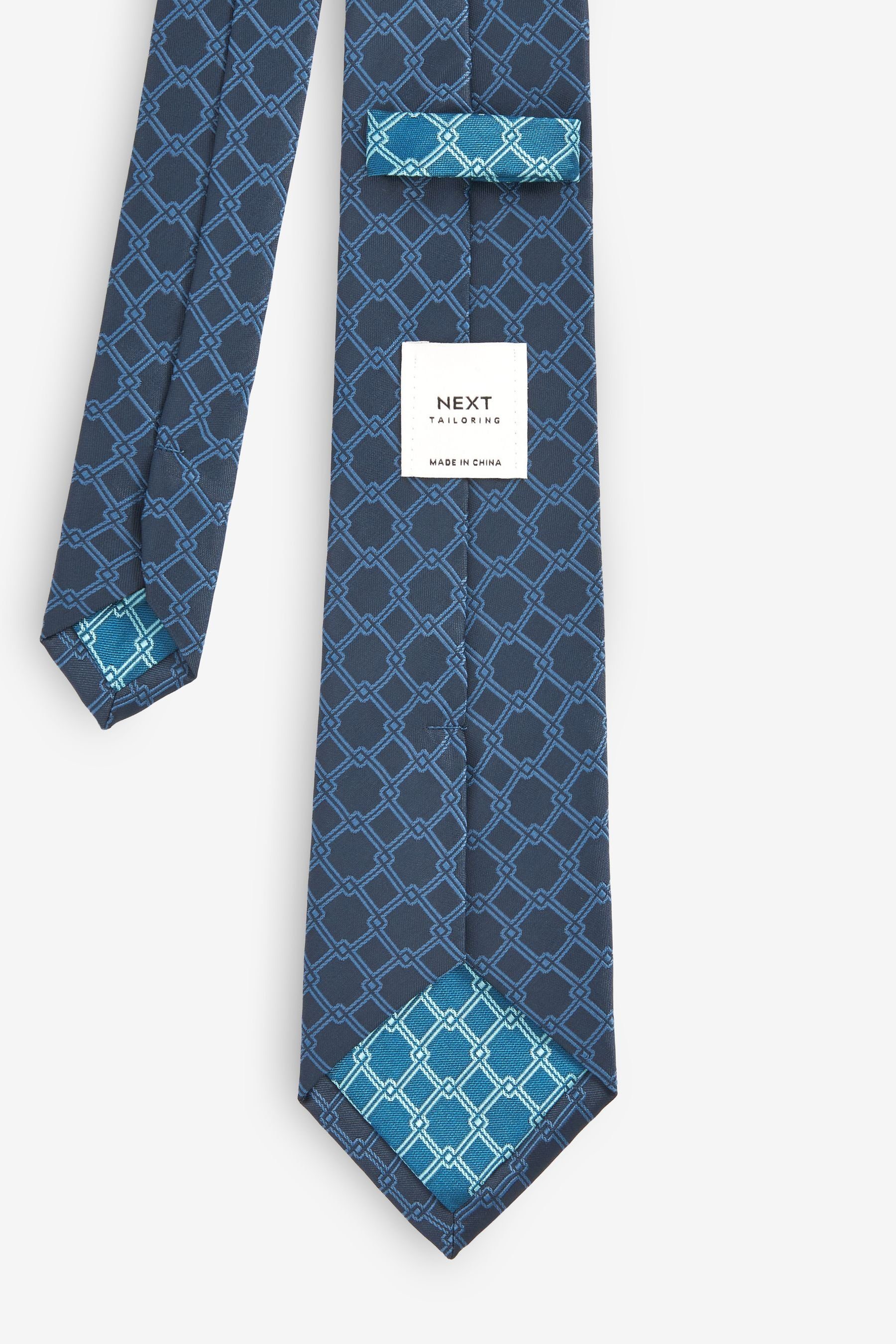 Next Navy Blue Krawatte Gemusterte Krawatte Geometric (1-St)