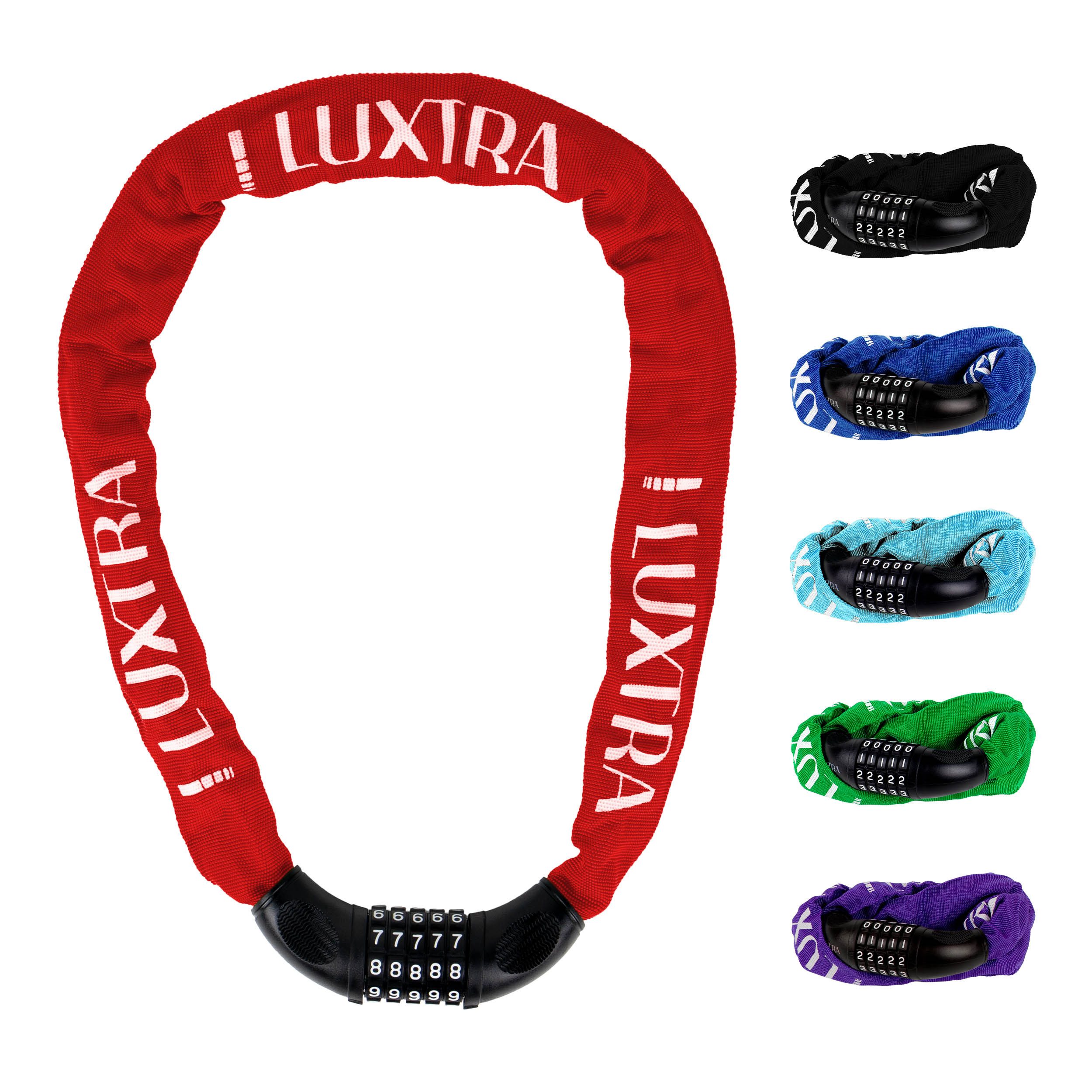 Luxtra Zahlenkettenschloss Fahrradschloss Zahlenkettenschloss mit Sicherheitscode, Rot, UV-beständige Nylonhülle
