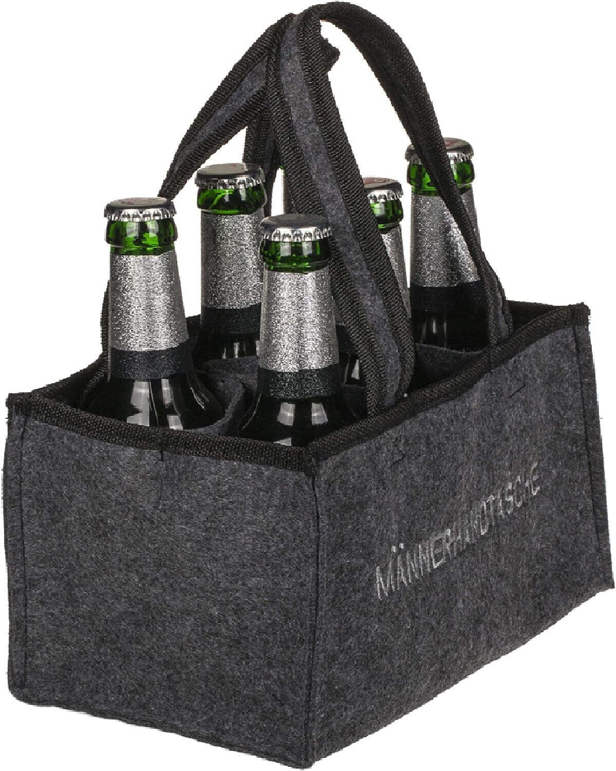 mucHome Flaschenträger Männerhandtasche Bier Herrenhandtasche aus Filz mit 6 Fächern