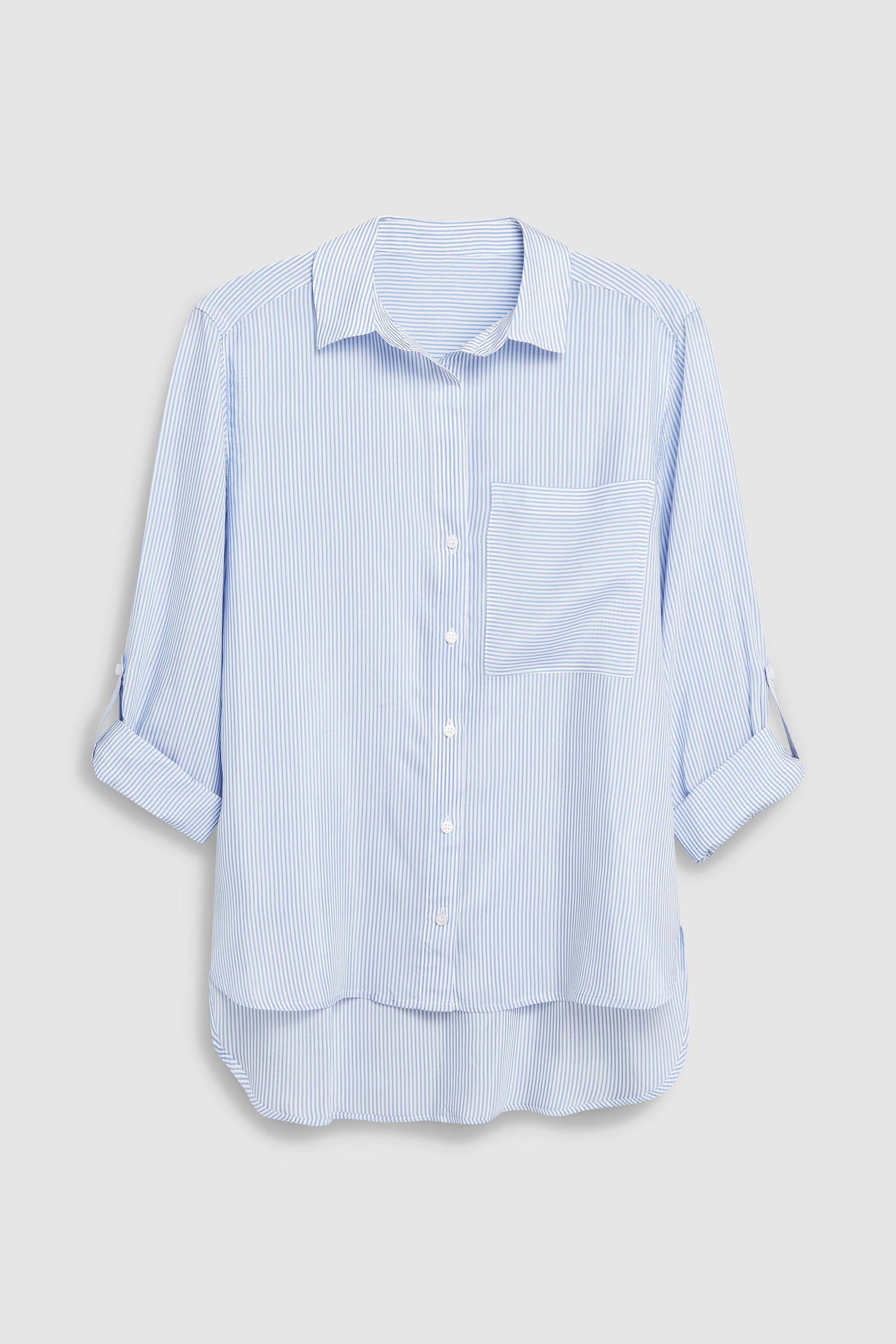 Next Langarmbluse Hemd mit Tasche (1-tlg) Blue/White