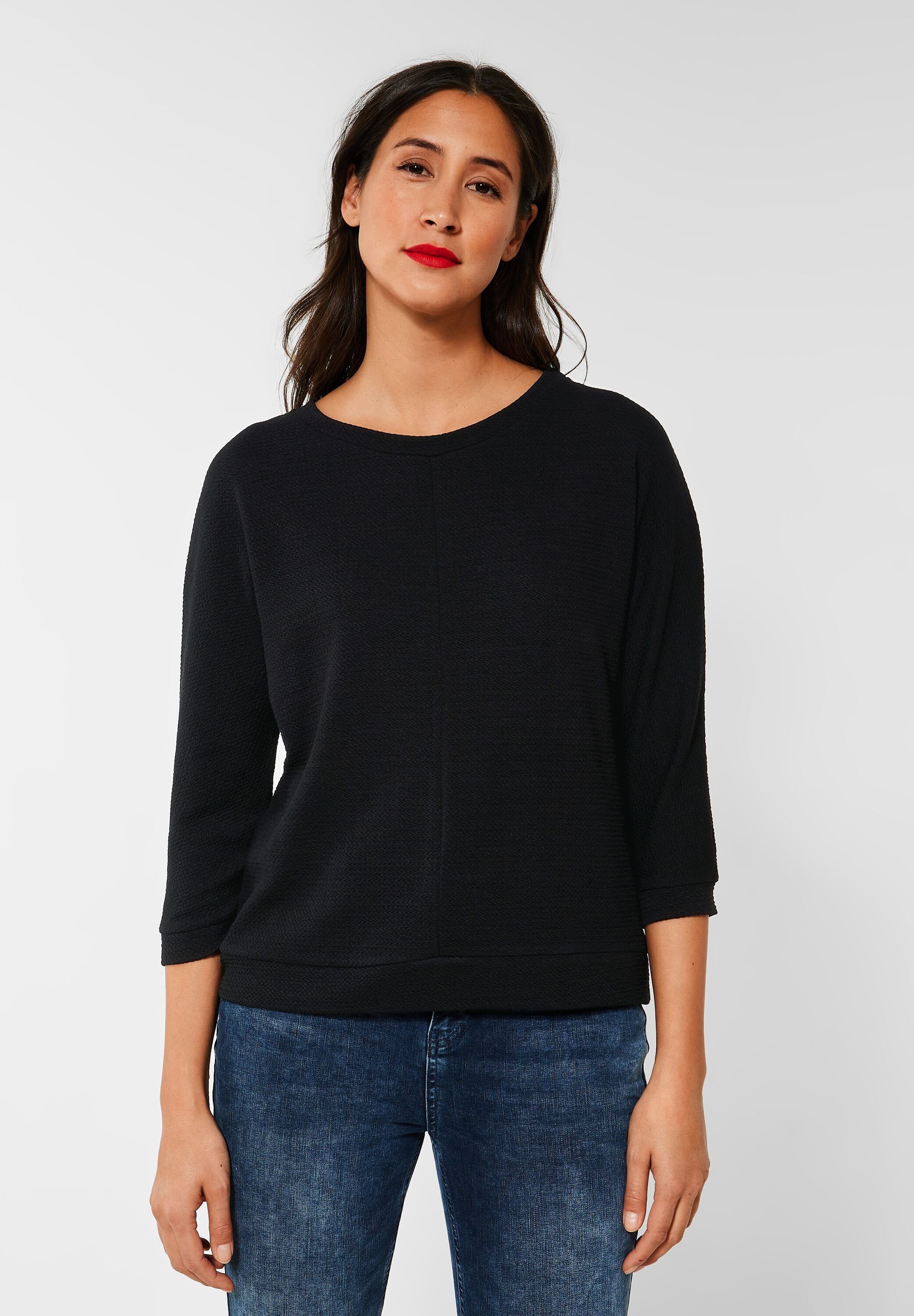 3/4-Arm-Shirt Street One Shirt mit Struktur in Black