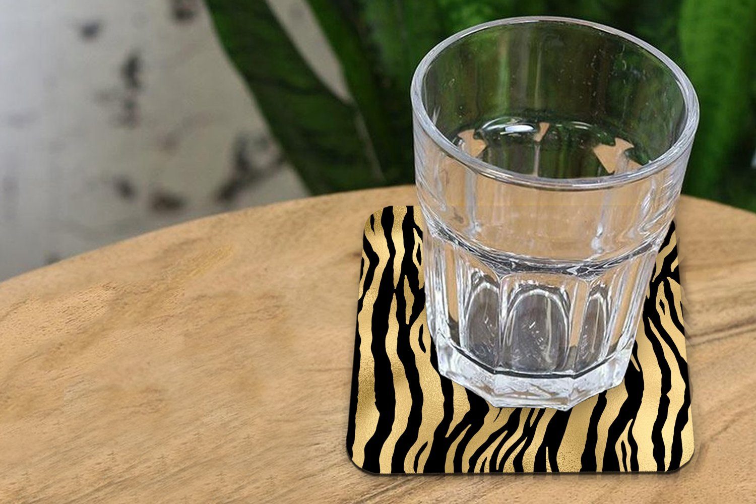 MuchoWow Tasse Muster Gläser, - Glasuntersetzer für Tischuntersetzer, Gold, Zubehör - Korkuntersetzer, Untersetzer, 6-tlg., Zebra Glasuntersetzer,