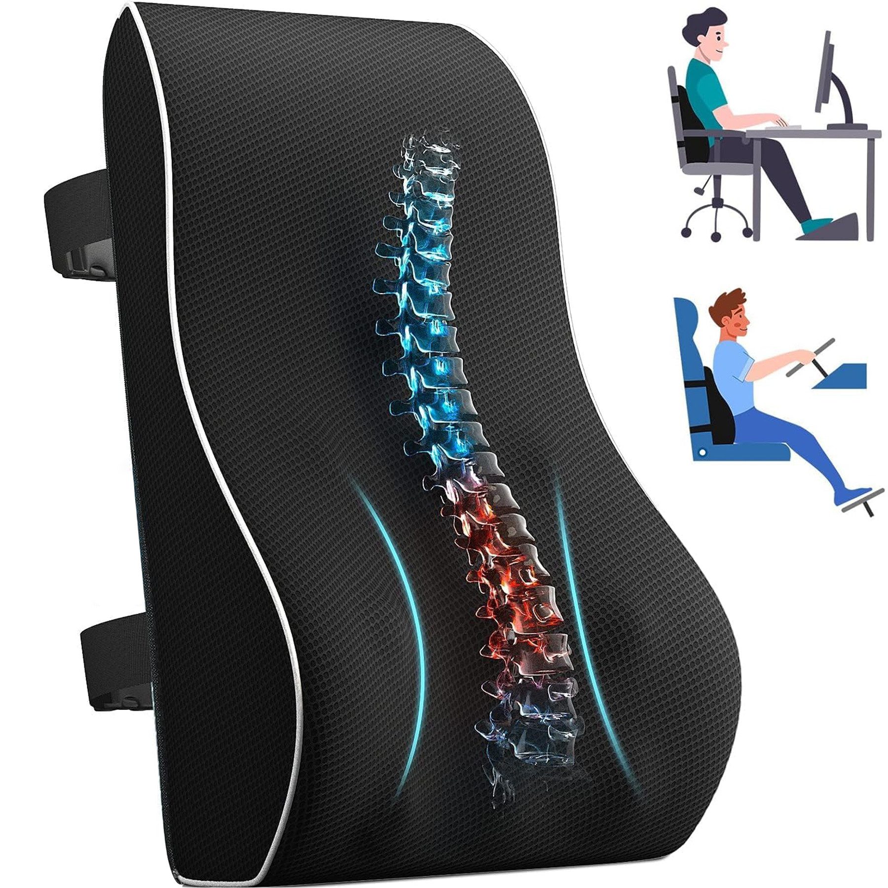 Rückenkissen Rückenkissen Auto, Lendenkissen aus Memory Foam, Lordosenstütze Auto