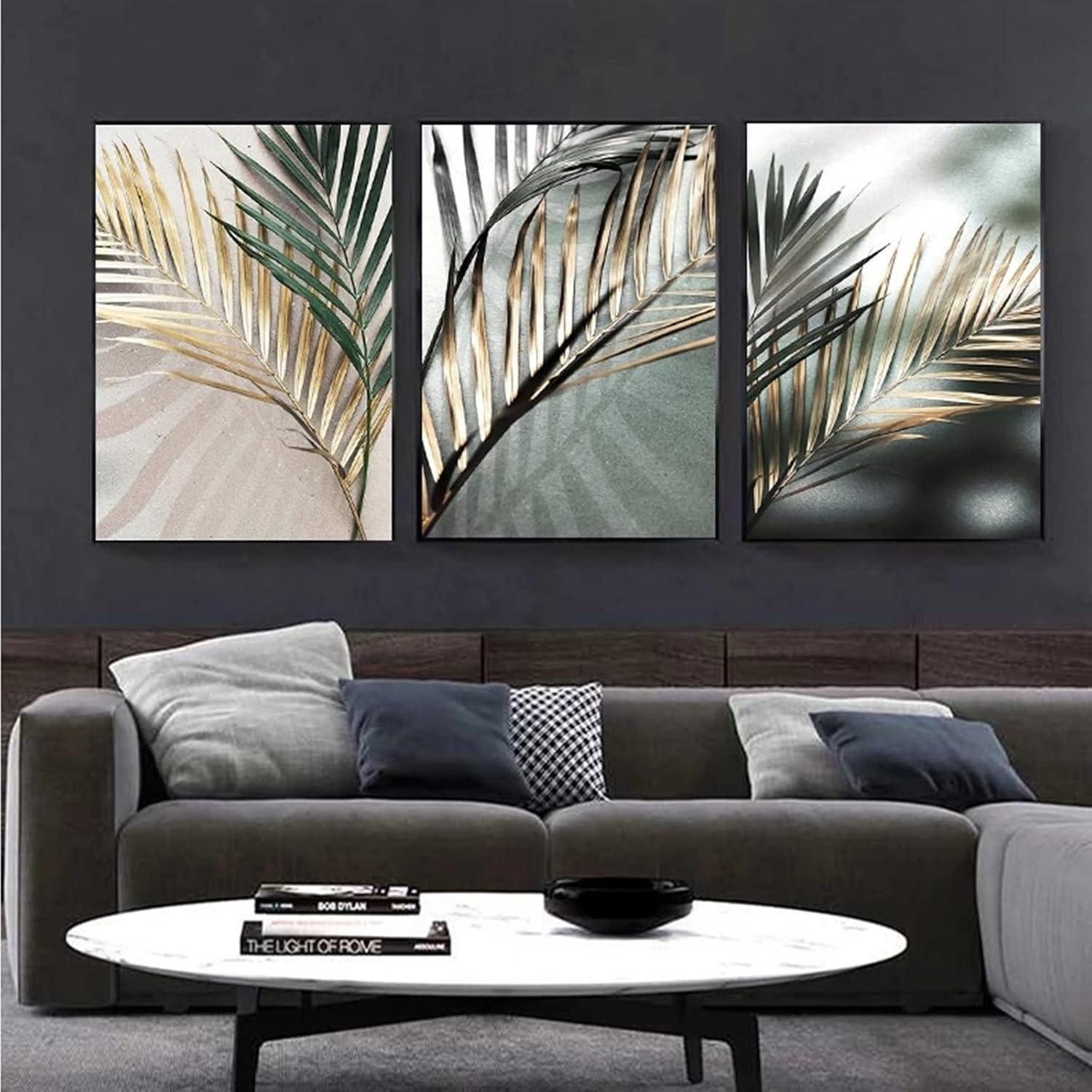 LuxusKollektion Poster Poster 3er Set Abstrakt Gold Blätter Wohnzimmer 50x70cm, (1 St) – Bild 4 von 5