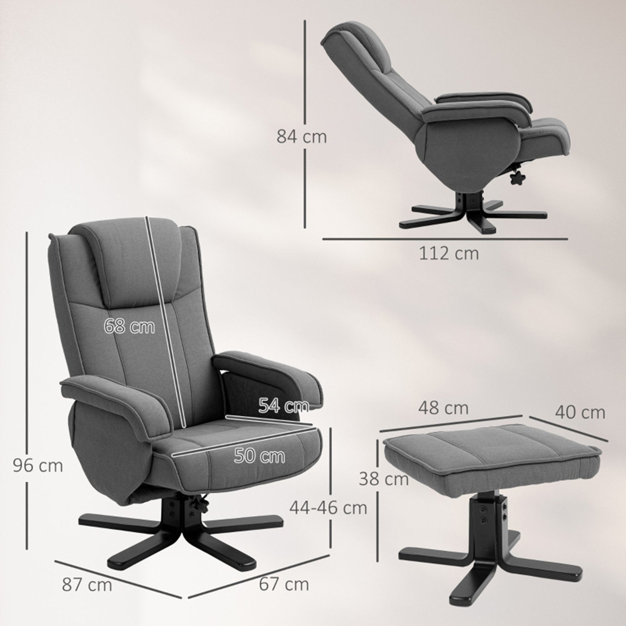 MC Star Relaxsessel mit Hocker, 360°drehbarer Fernsehsessel mit Verstellbar günstig online kaufen