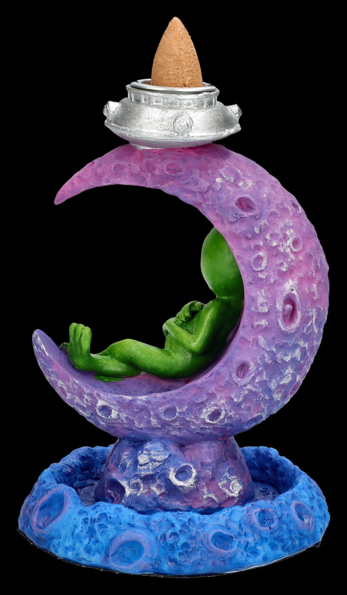 Figuren Shop GmbH Räuchermännchen Mond & Alien Räucherhalter – Backflow Dekofigur Sci-Fi 12cm handbemalt