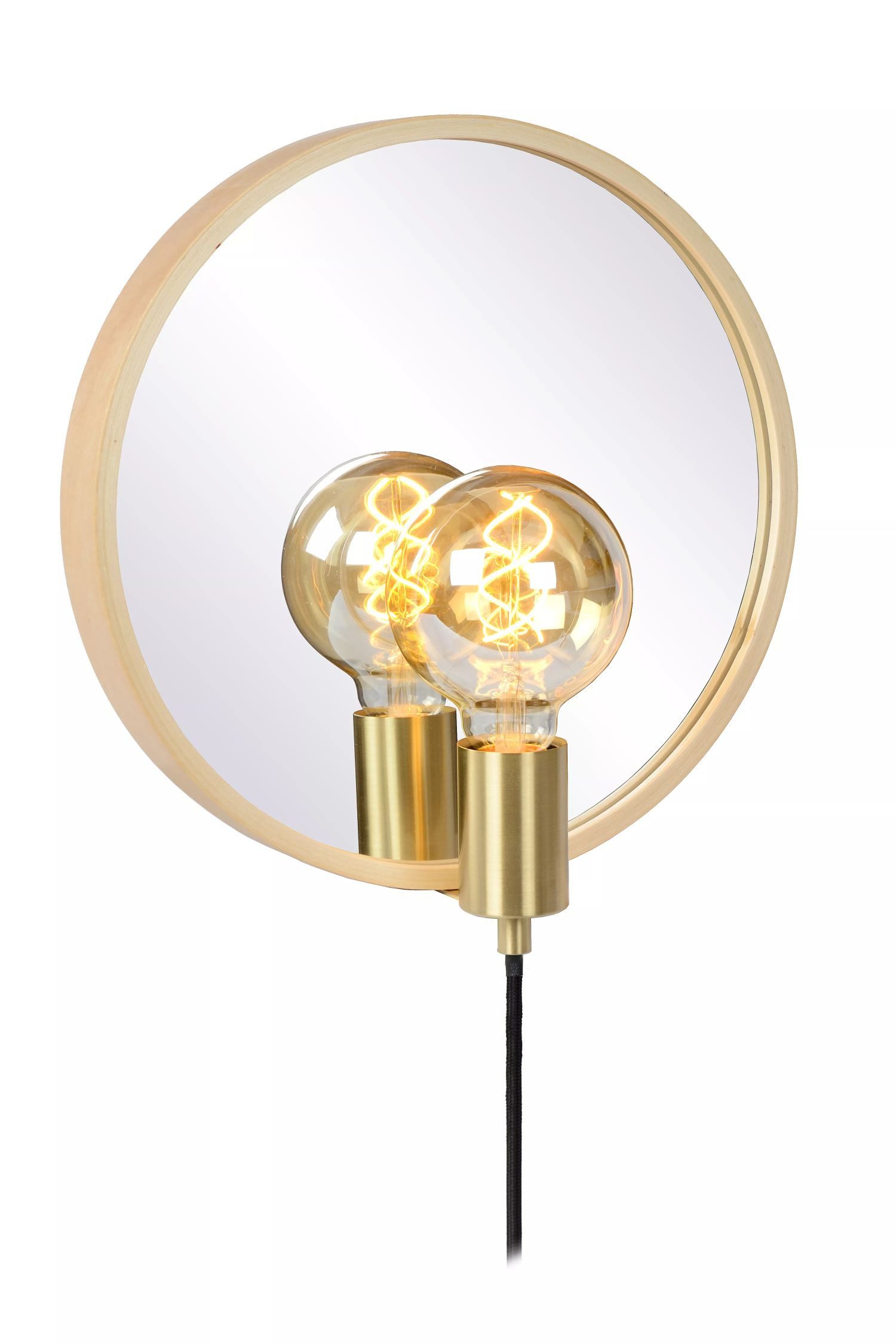 Licht-Erlebnisse Wandleuchte SIMOR, ohne Leuchtmittel, Holz mit Schalter 33 cm hoch Natur E27 Modern