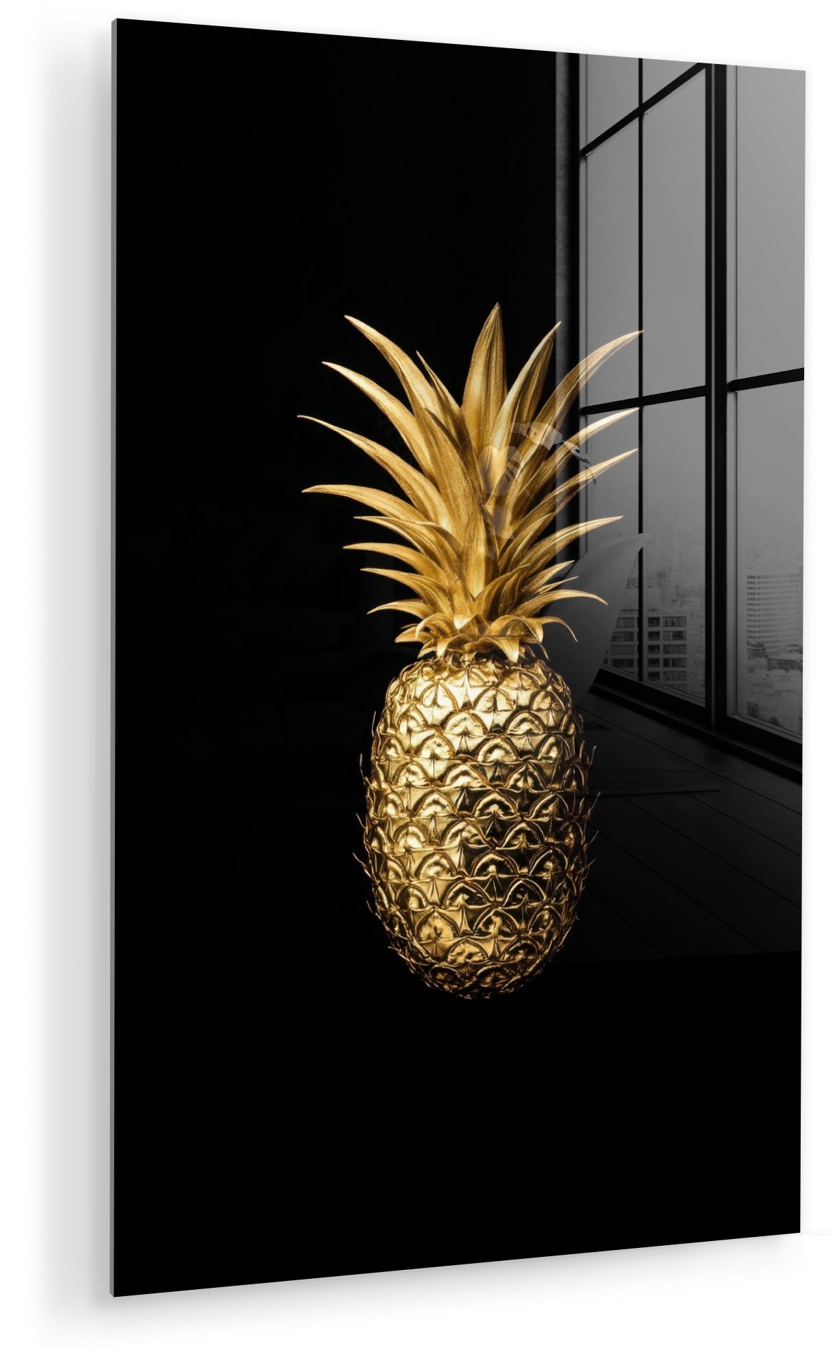 MuchoWow Acrylglasbild Ananas - Schwarz - Gold - Luxus, Inkl. Aufhängung, D günstig online kaufen