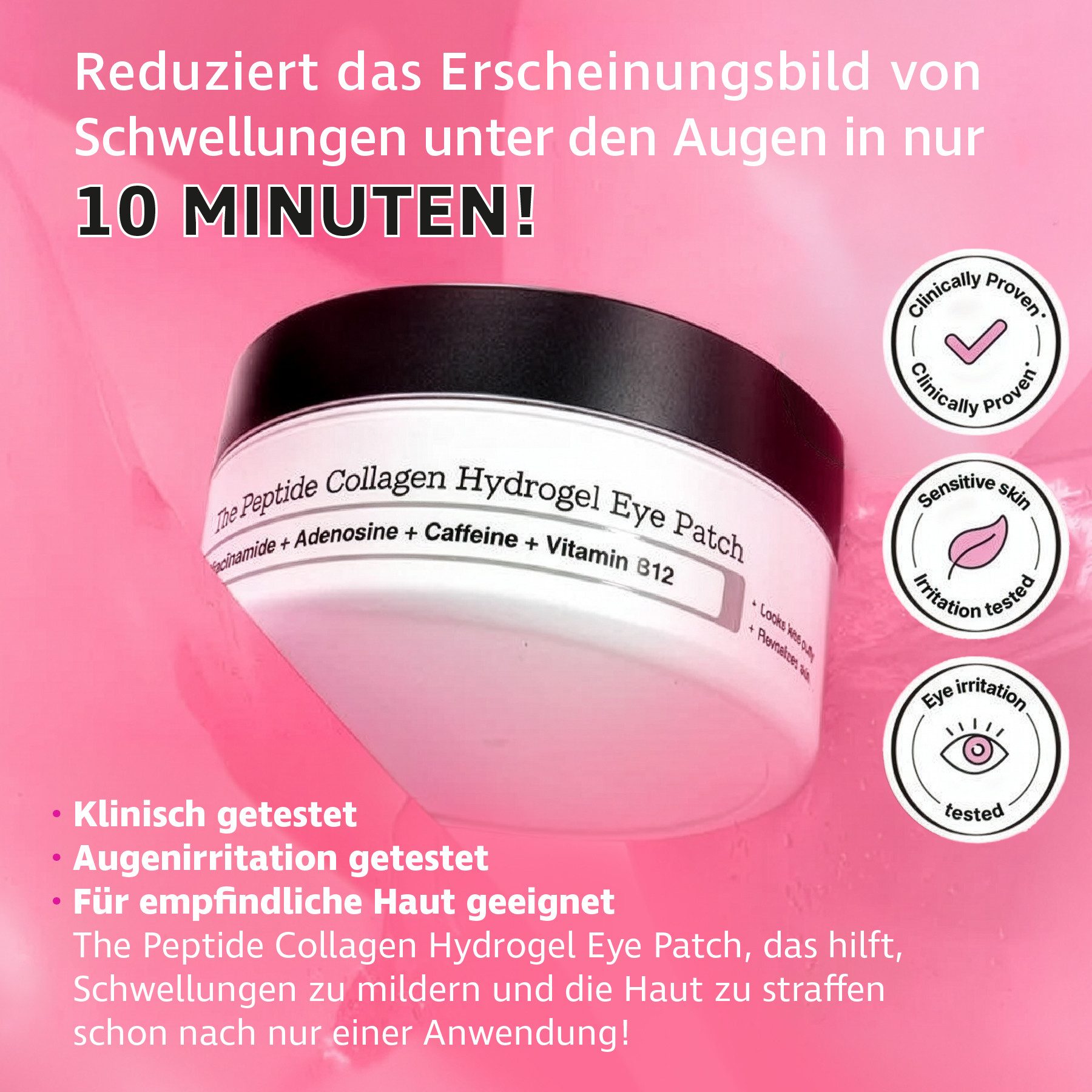 Cosrx Augenpads Pink Peptide Anti Aging Kollagen Hydrogel Augenpads gegen Augenringe, 1-tlg., COSRX, Augenpads, Hydrogel, Hautpflege
