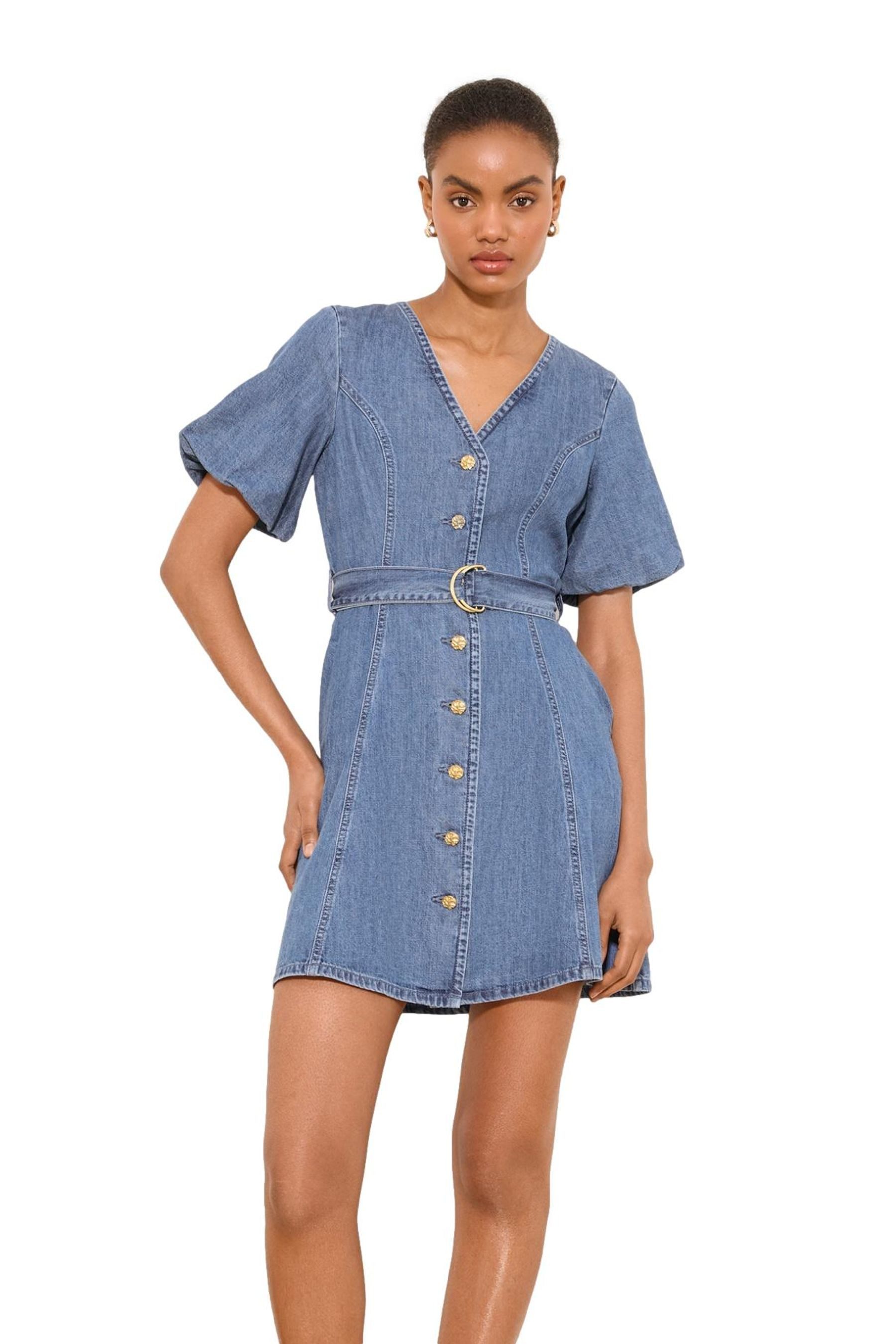 LIPSY Jeanskleid Lipsy Denim-Minikleid mit Puffärmeln (1-tlg)