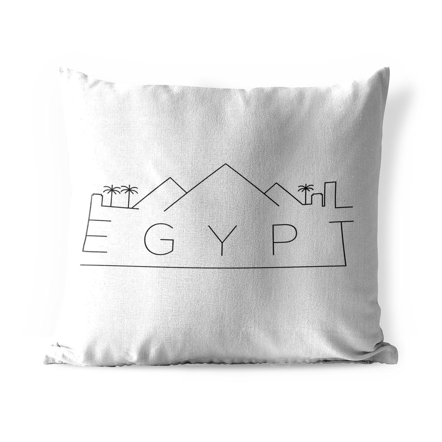 MuchoWow Dekokissen Skyline "Ägypten" schwarz auf weiß, Kissenbezüge, Kissenhülle, Dekokissen, Dekokissenbezug, Outdoor