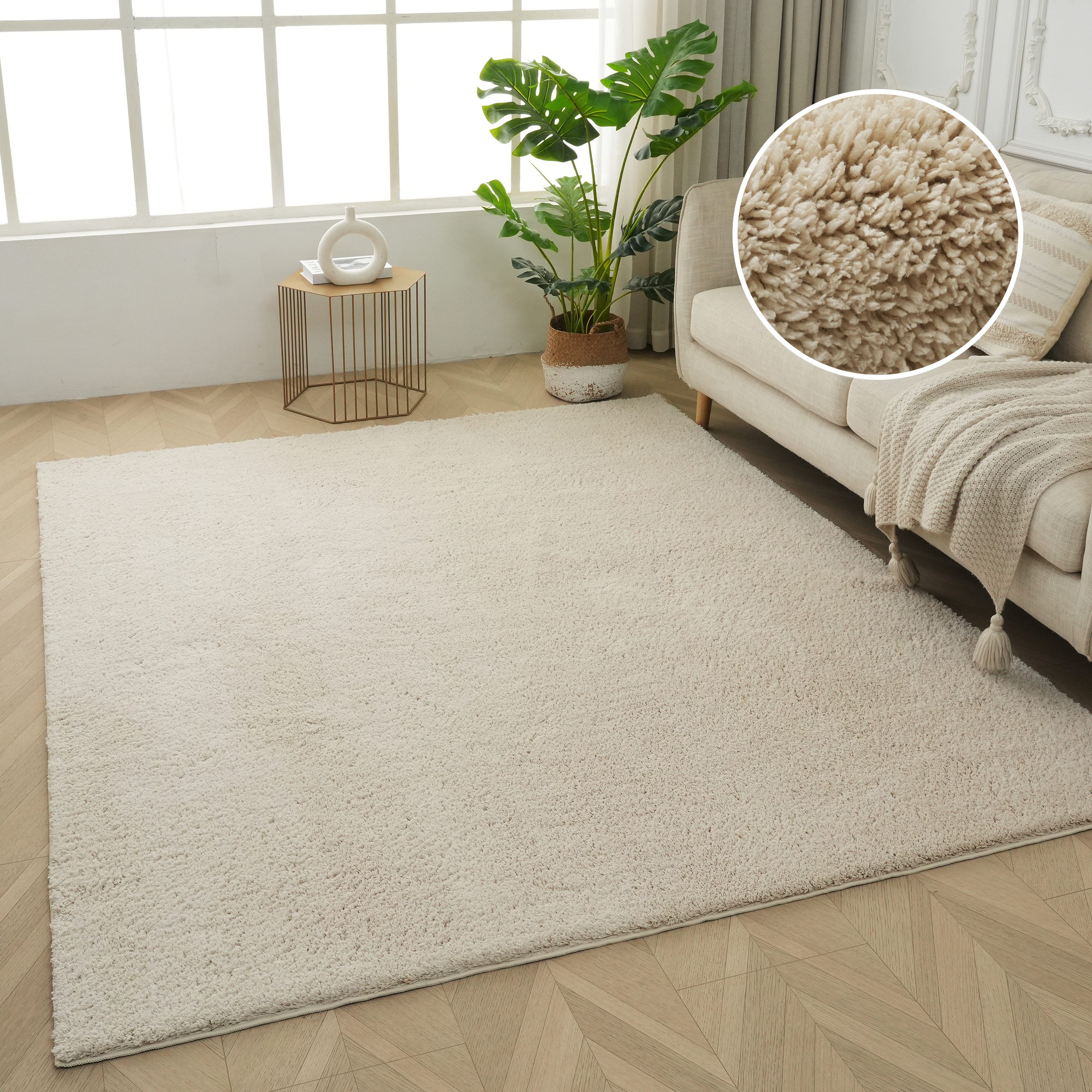 OTTO home Teppich Cali Shaggy, rechteckig, Höhe: 22 mm, Uni-Farben, kuschelig, & weich, waschbar, Wohnzimmer, Schlafzimmer