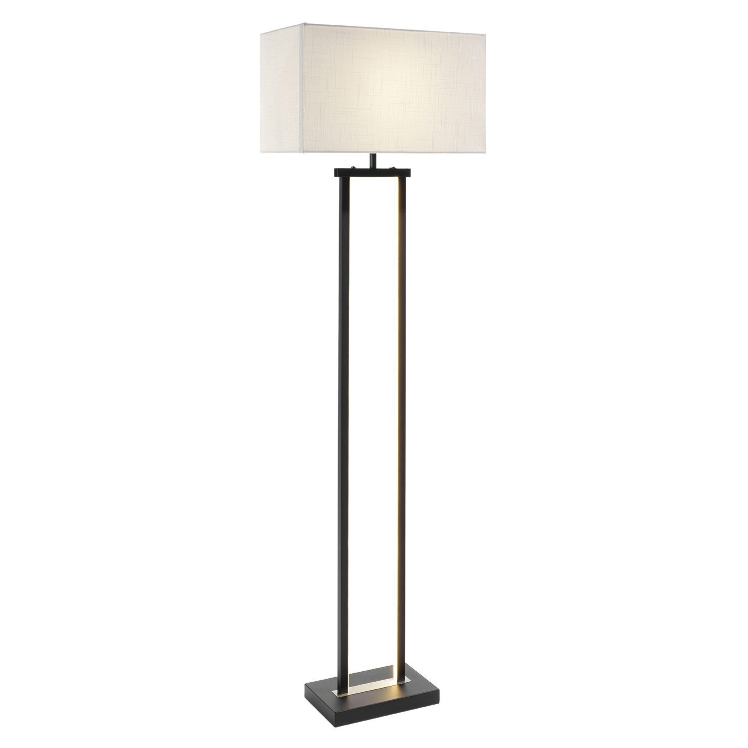 MONDO LED Stehlampe DOMO, 3-flammig, H 150 cm, Schwarz, Weiß, Dimmfunktion, Memoryfunktion, LED fest integriert, ohne Leuchtmittel, Extra-Warmweiß, Metallgestell, Stoffschirm, Touchdimmer, Kippschalter