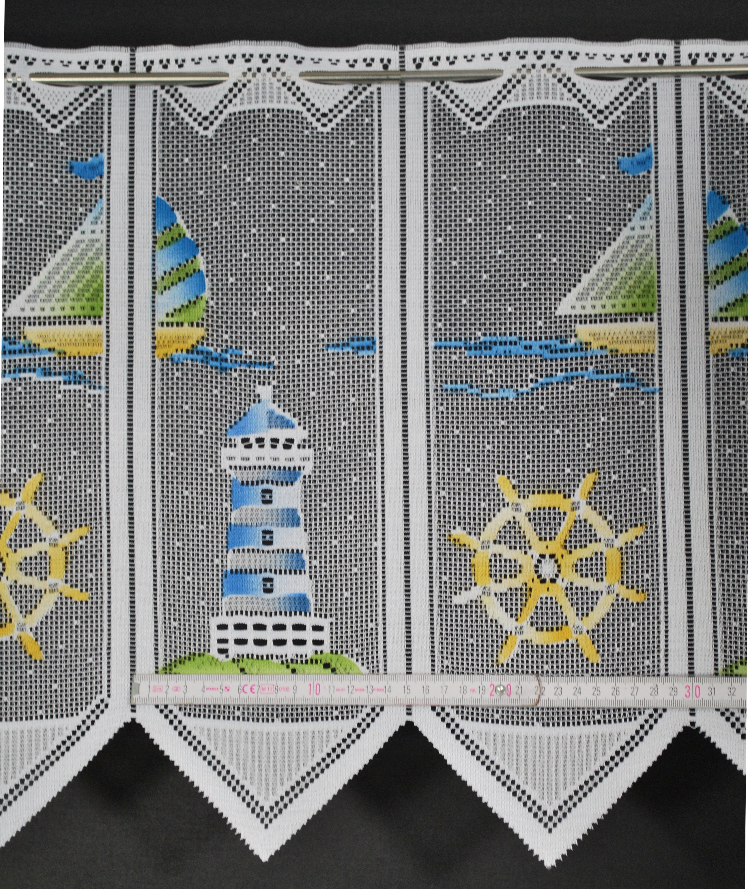 Gardinen Kranzusch Scheibengardine Leuchtturm, Stangendurchzug, transparent günstig online kaufen