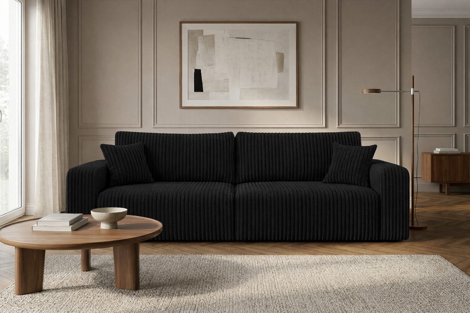 Kaiser Möbel Schlafsofa Sofa mit Schlaffunktion und Bettkasten, Cordstoff Tilia, BEST SCORNER, Auch für täglichen Schlaf geeignet