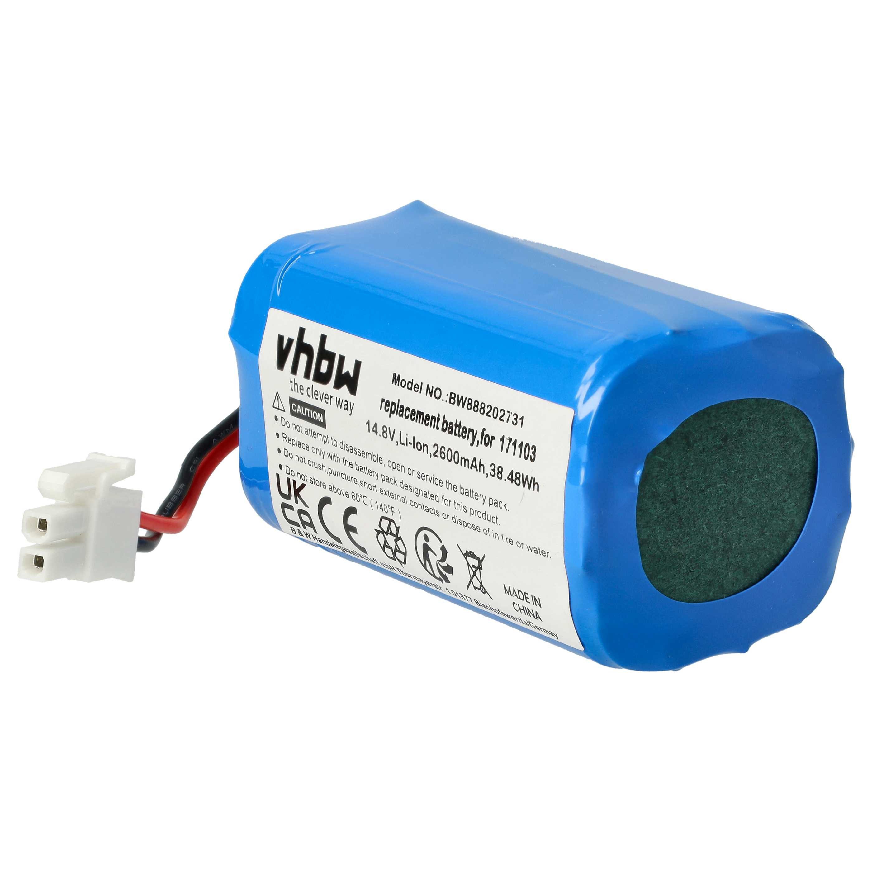 vhbw Akku Ersatz für Mamibot 171103 für Staubsauger (2600 mAh, 14,8 V, Staubsauger-Akku Akku Li-Ion 2600 mAh (14,8 V, 1 St), Leistungsfähiger Austausch-Akku für Ihren Saugroboter