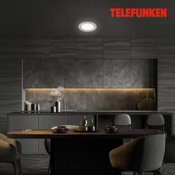 Telefunken LED Einbauleuchte 309302TF, LED fest verbaut, Farbwechsler, Kaltweiß, Neutralweiß, Tageslichtweiß, Warmweiß, Appsteuerung, RGB, CCT Sprachsteuerung, ultraflach, matt-nickel