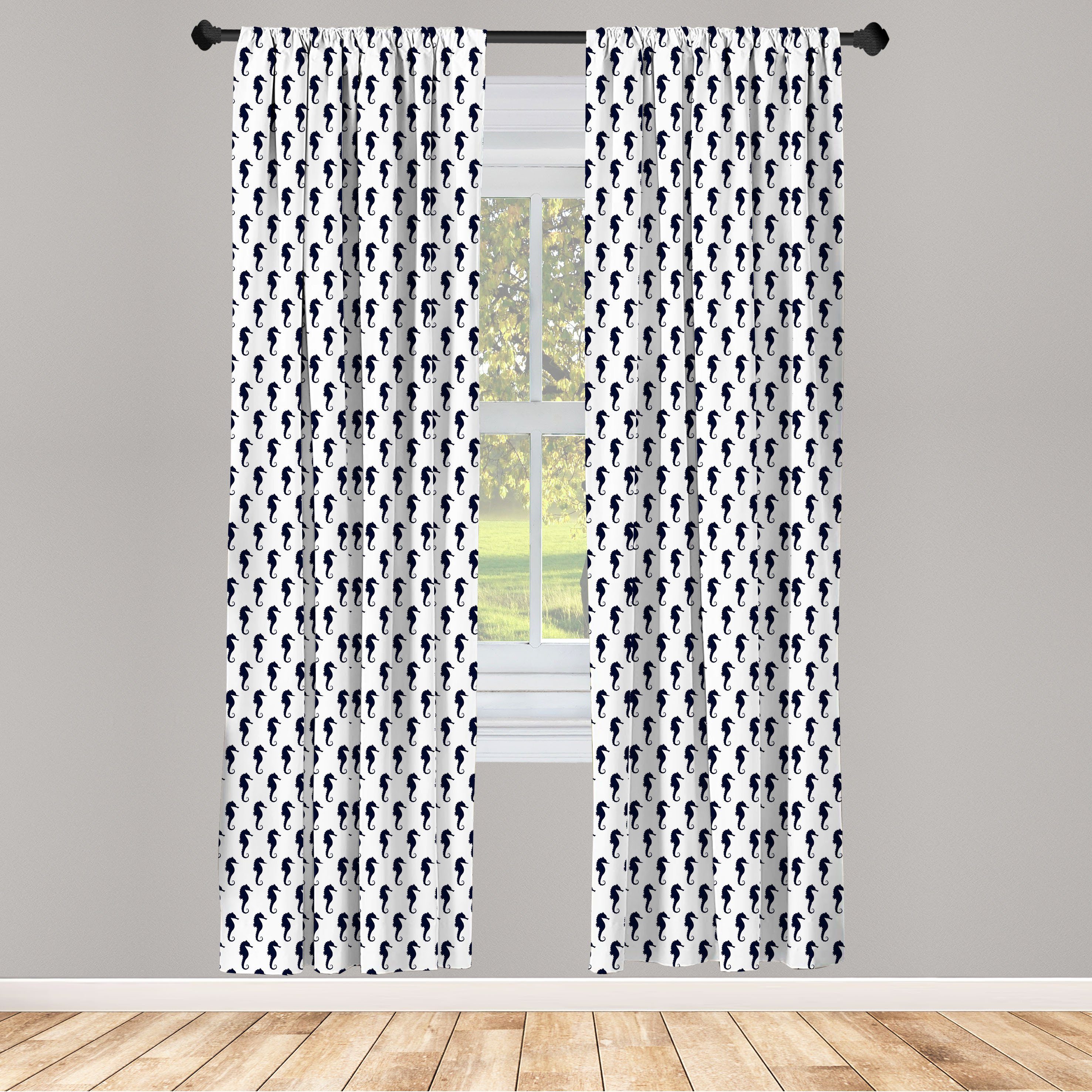 Gardine Vorhang für Seahorse-Schattenbilder Microfaser, Dekor, Geometrisch Wohnzimmer Abakuhaus, Schlafzimmer