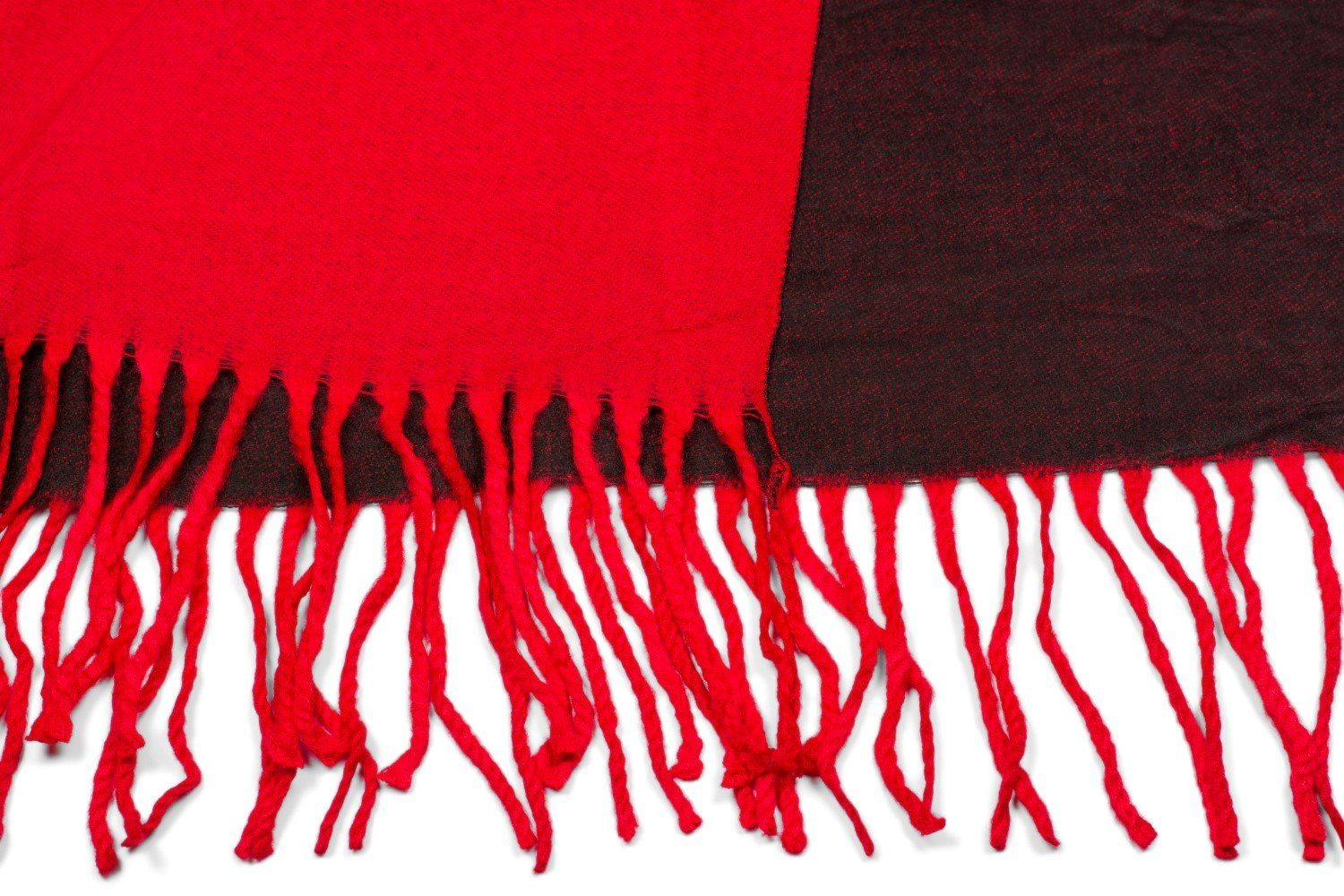 Rot-Schwarz Schal mit styleBREAKER (1-St), Fransen Modeschal, 2-Farbiger