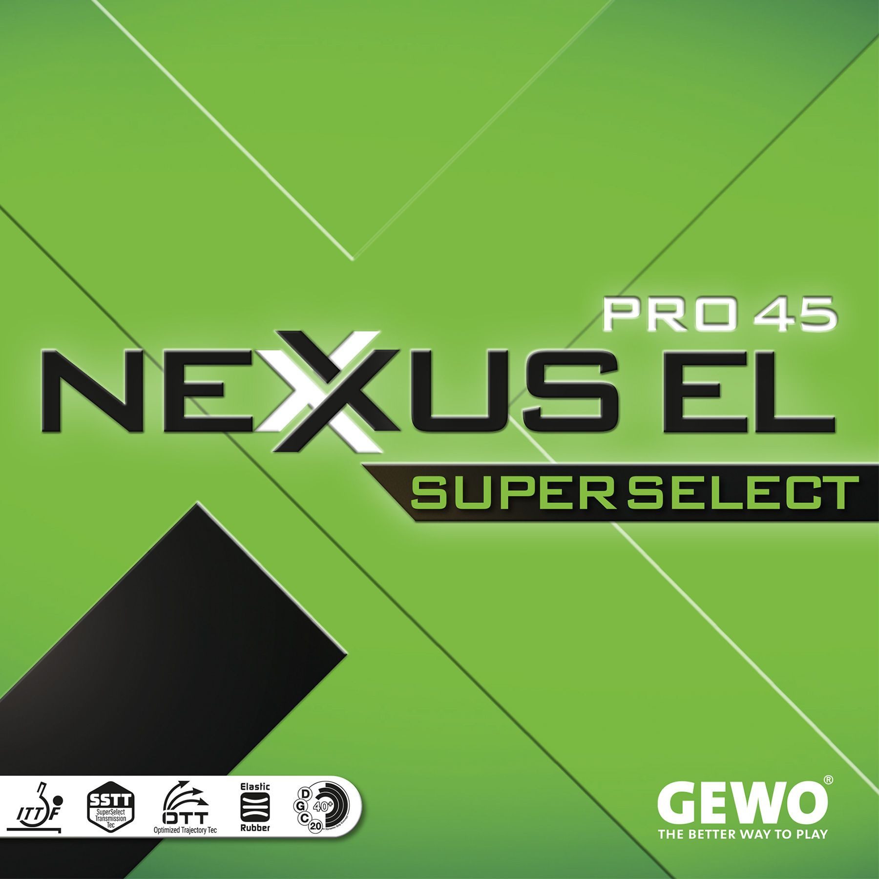 Gewo Tischtennisschläger GEWO Belag Nexxus EL Pro 45 SuperSelect schwarz 2,2 mm