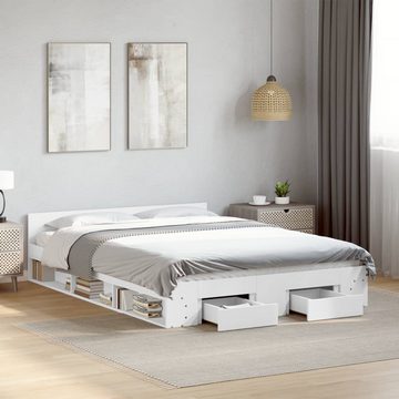vidaXL Bett Bettgestell mit Schubladen Weiß 140x190 cm Holzwerkstoff