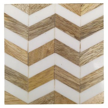 Platzset, Untersetzer Holz mit geometrischem Muster weiß für Gläser 10 cm, matches21 HOME & HOBBY, (6-St)