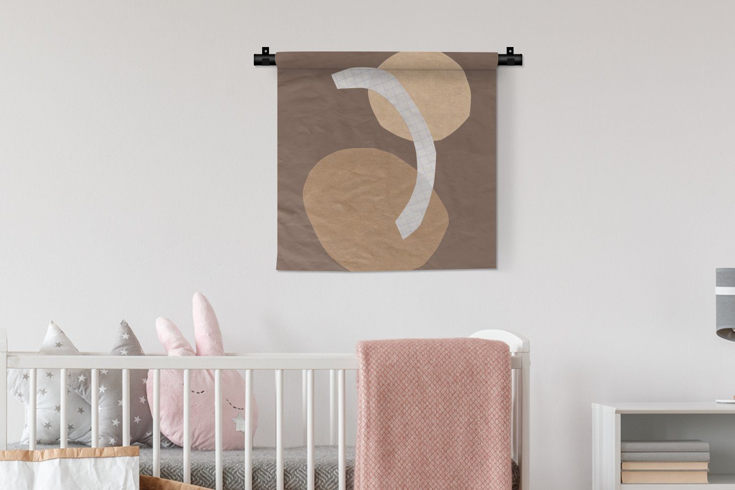 Wanddekoobjekt Wanddeko Formen Schlafzimmer, Kinderzimmer Braun, Wohnzimmer, Abstrakt MuchoWow - - für - Pastell Quadrate - Wandbehang, Kleid,