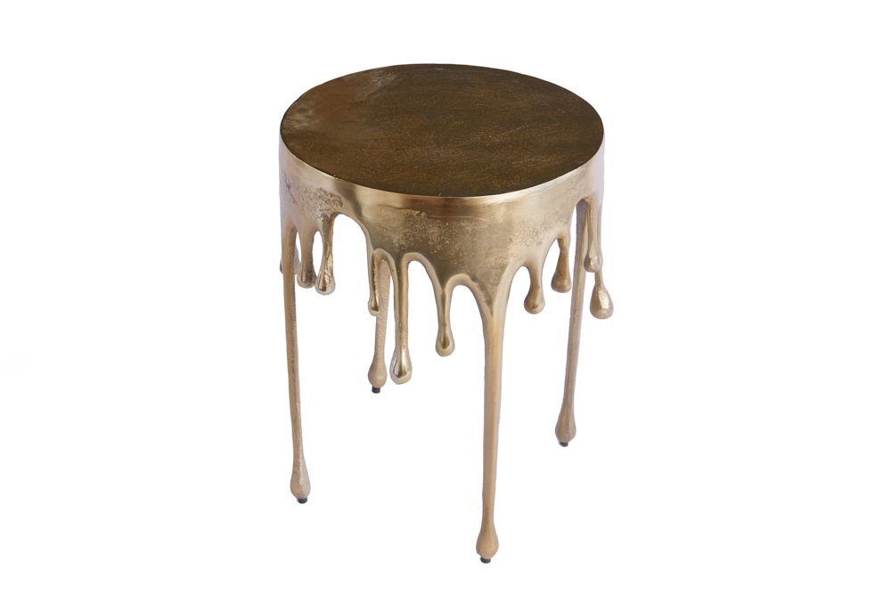 riess-ambiente Beistelltisch LIQUID LINE Ø50cm gold (Einzelartikel, 1-St), Wohnzimmer · Aluminium-Metall · rund · Tropfen-Design · Modern