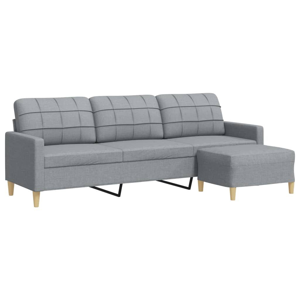 vidaXL Sofa 3-Sitzer-Sofa mit Hocker Hellgrau günstig online kaufen