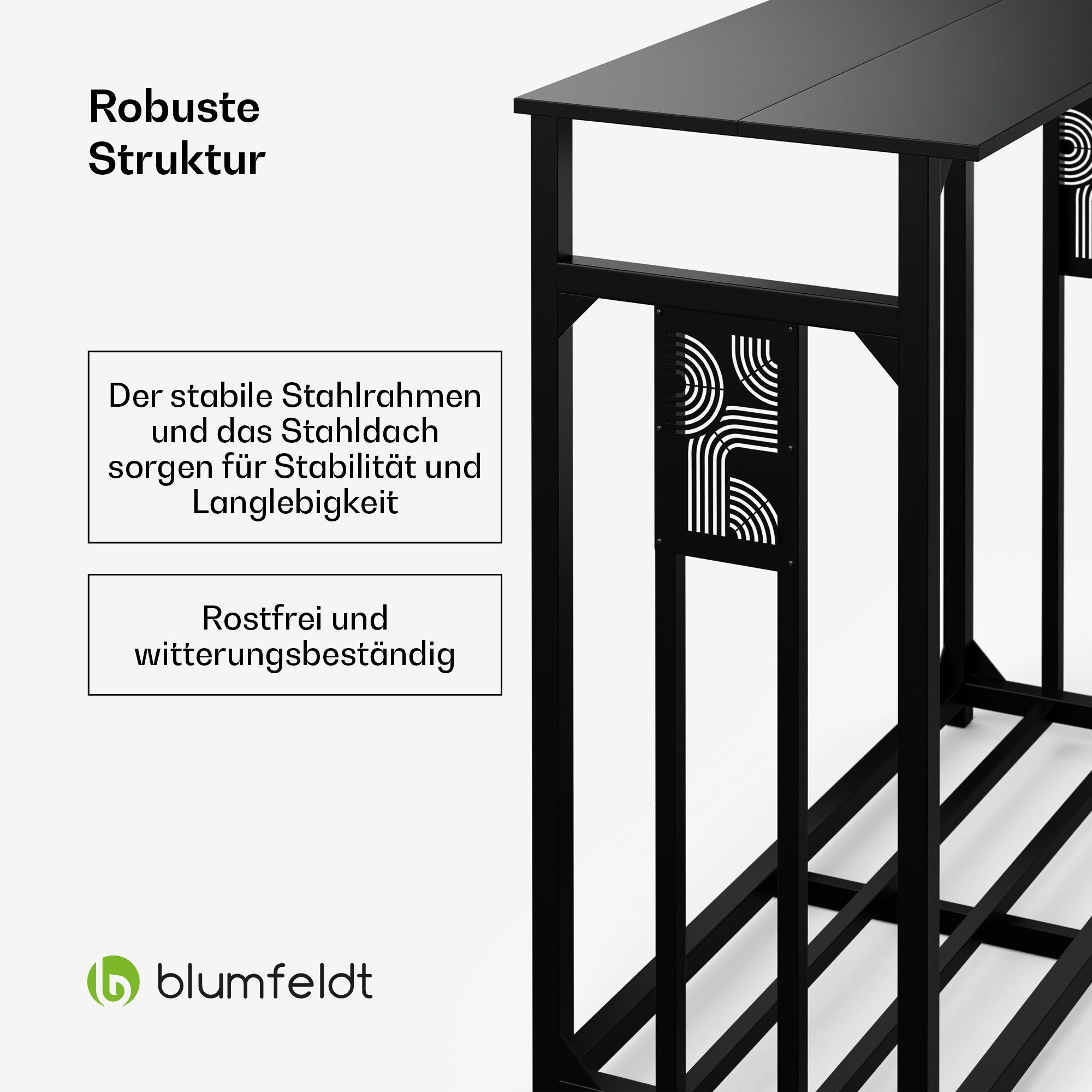 blumfeldt Kaminholzregal Valdivian, BxTxH:185x70x185 cm, (Set), Garten Indoor Outdoor Regenschutzabdeckung Holzlager Wood Storage