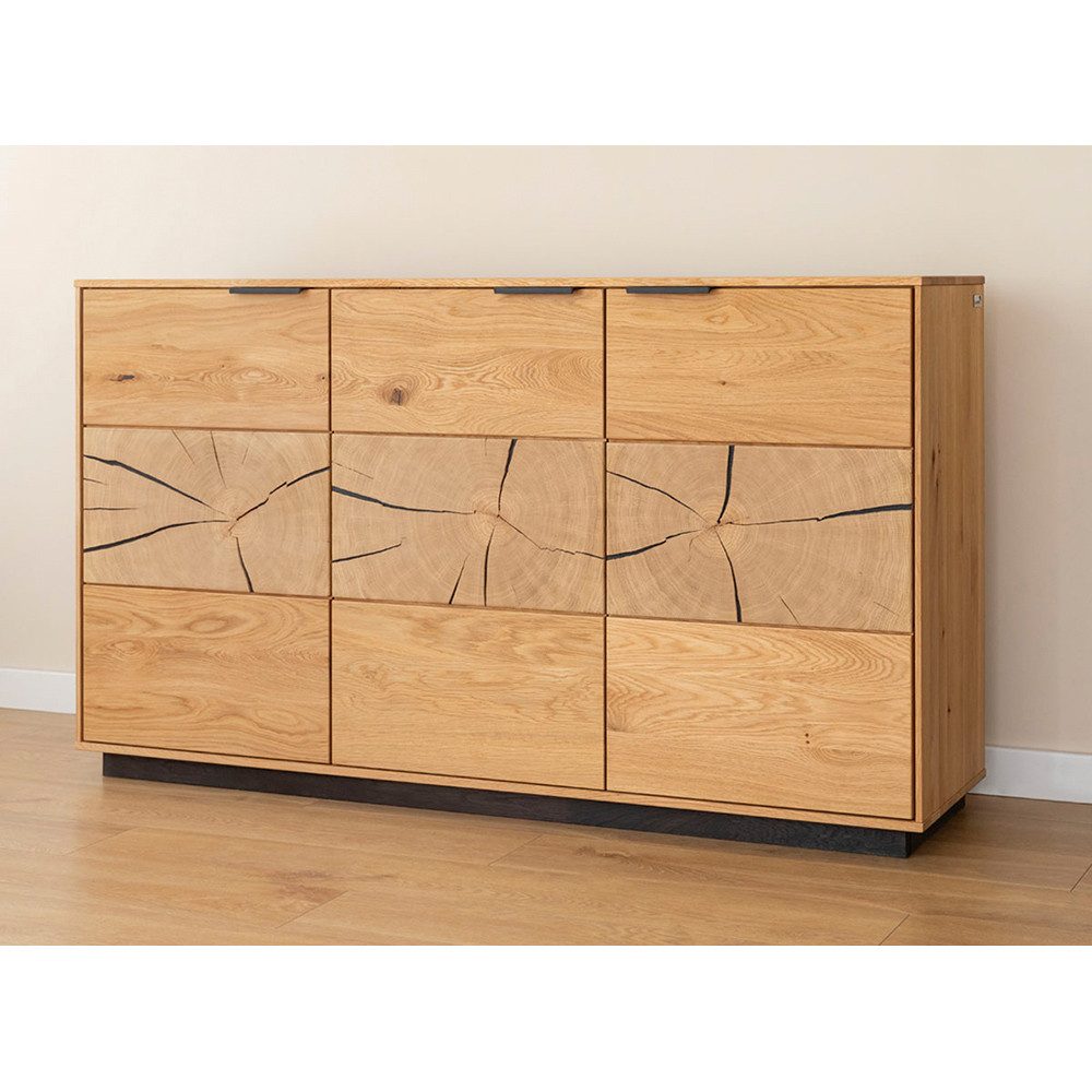 Lomadox Sideboard TIVAT-163, Eiche massiv geölt, 154 cm breit